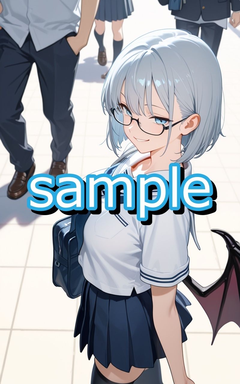 眼鏡っ娘サキュバスが学生時代モテなかった非モテ君のために学生服デートと対価にこってり搾精するイラスト集 サンプル1ページ目
