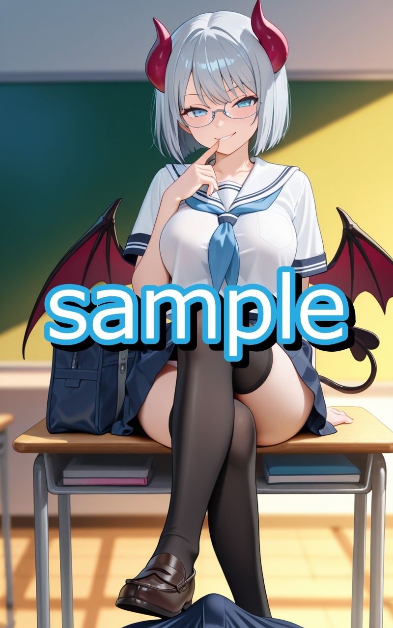 眼鏡っ娘サキュバスが学生時代モテなかった非モテ君のために学生服デートと対価にこってり搾精するイラスト集 サンプル3ページ目