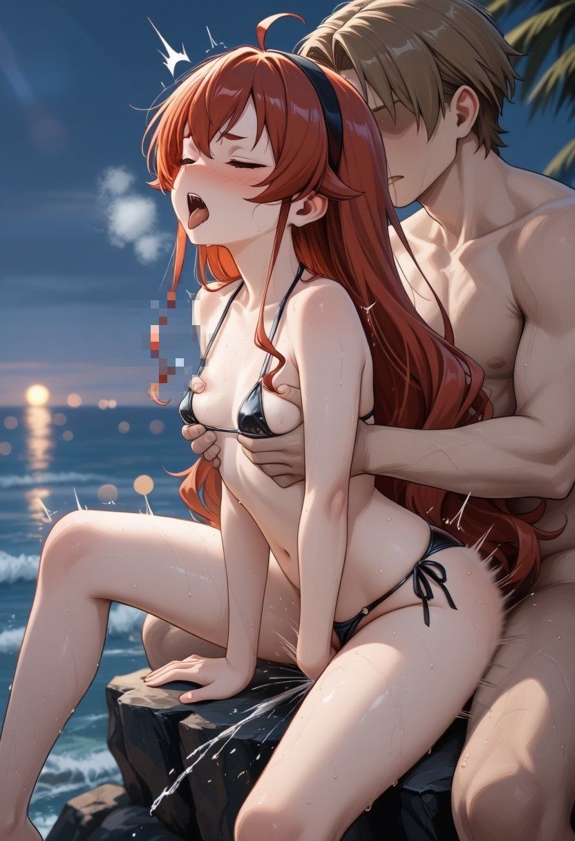 エ◯ス、ギ◯ーヌが際どい水着姿でビーチでセックスする【CG204枚】 サンプル4ページ目