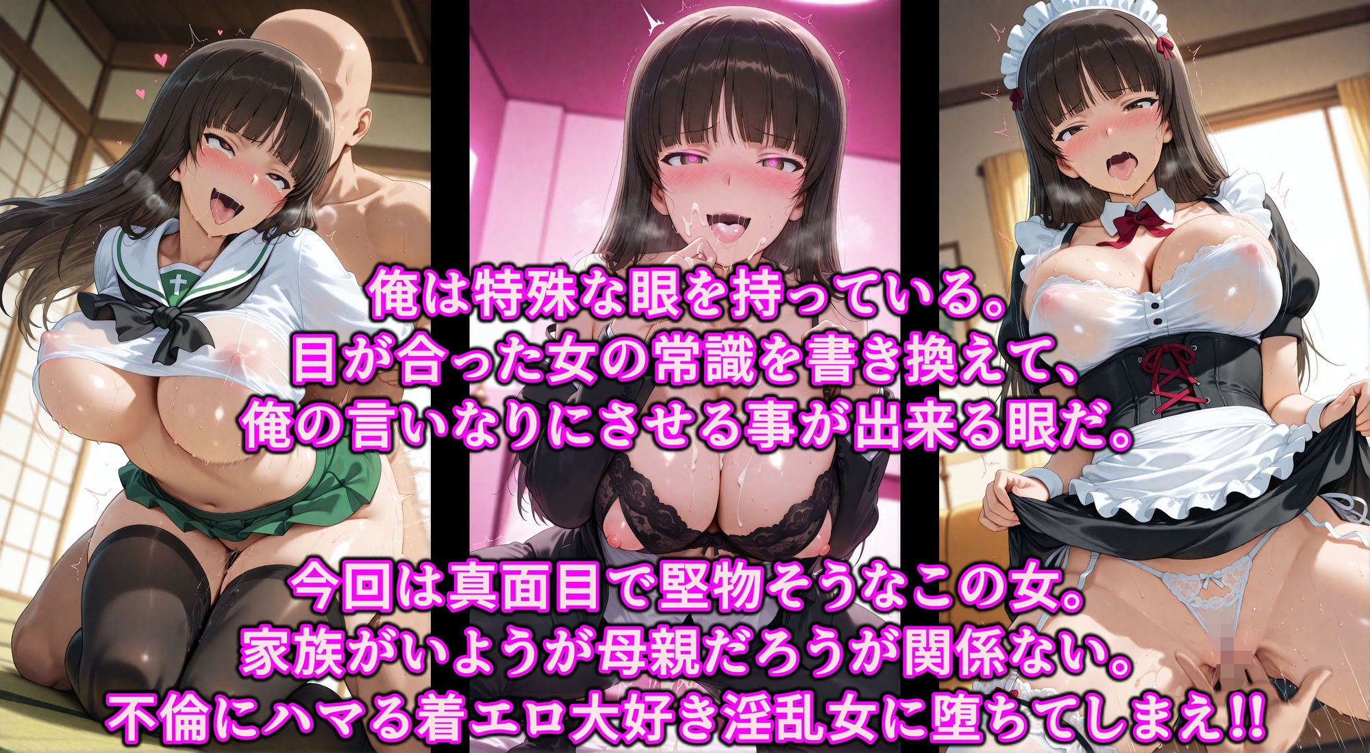 不倫に狂う巨乳ママ！これぞ淫乱西住流！！堅物家元を洗脳魔眼で発情快楽調教！！家族はポイしてコスプレご奉仕エッチ サンプル1ページ目