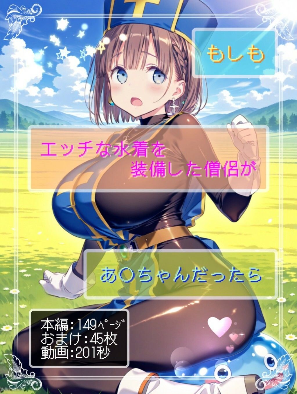 もしもエッチな水着を装備した僧侶があ○ちゃんだったら サンプル1ページ目