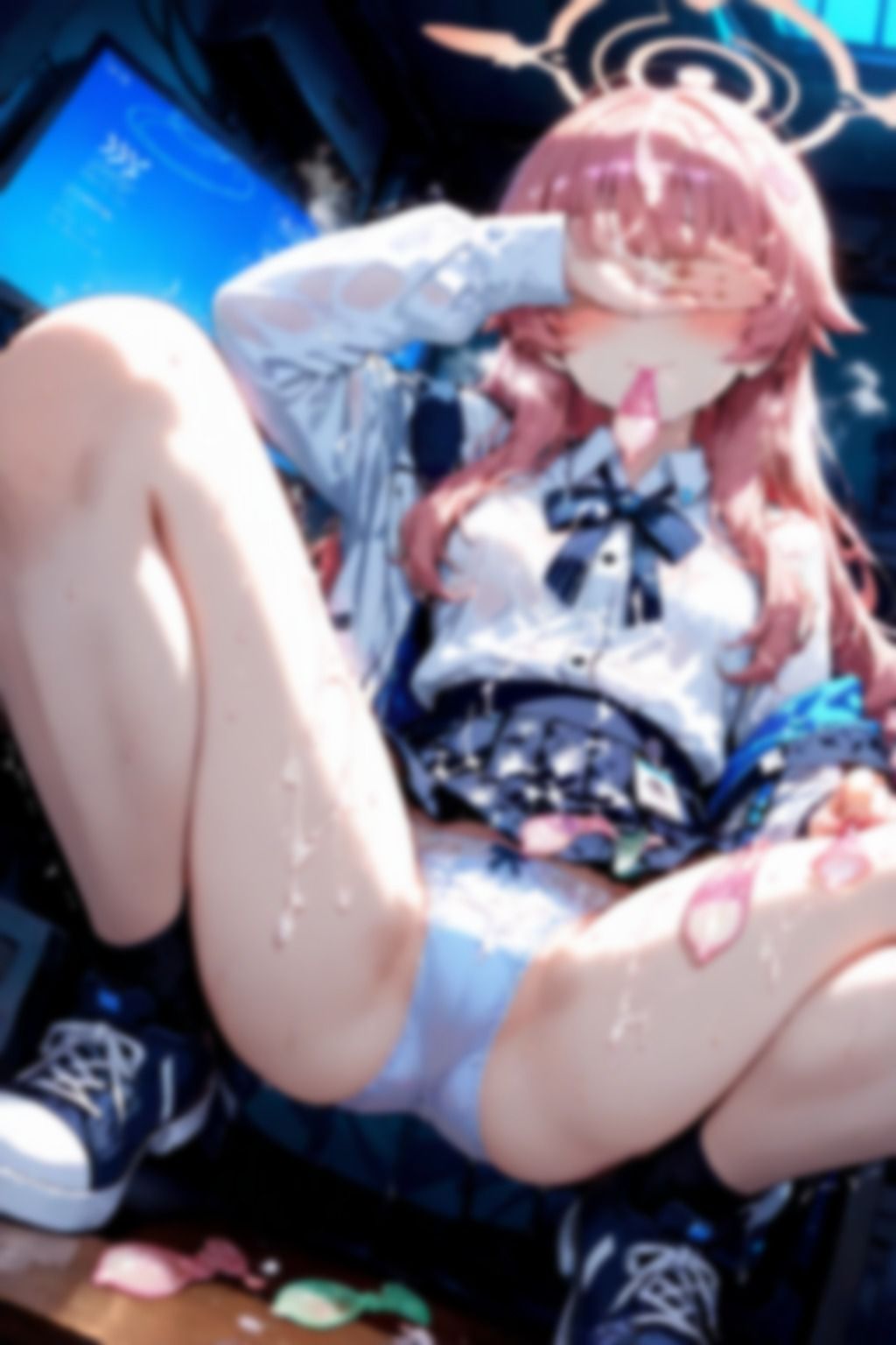 ブルアカ風のキャラがセルフ目隠しエロ蹲踞で着衣ぶっかけ使用済みゴムまみれで記念撮影 500枚 サンプル4ページ目