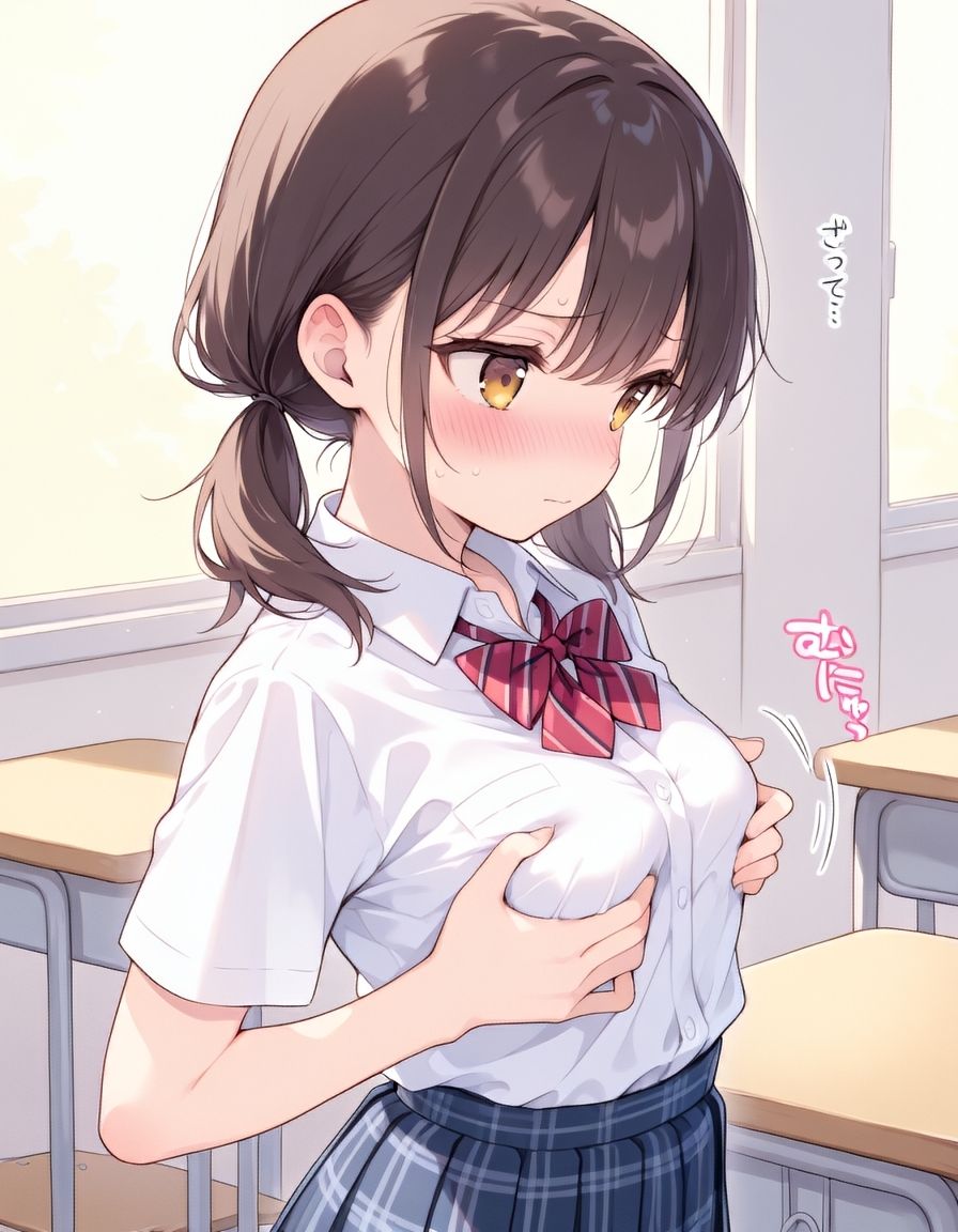 【Vol.6 番外編】「教室の隅でこっそりオナニーがばれて…茶髪ちゃんの赤面本番エッチ。」 サンプル1ページ目