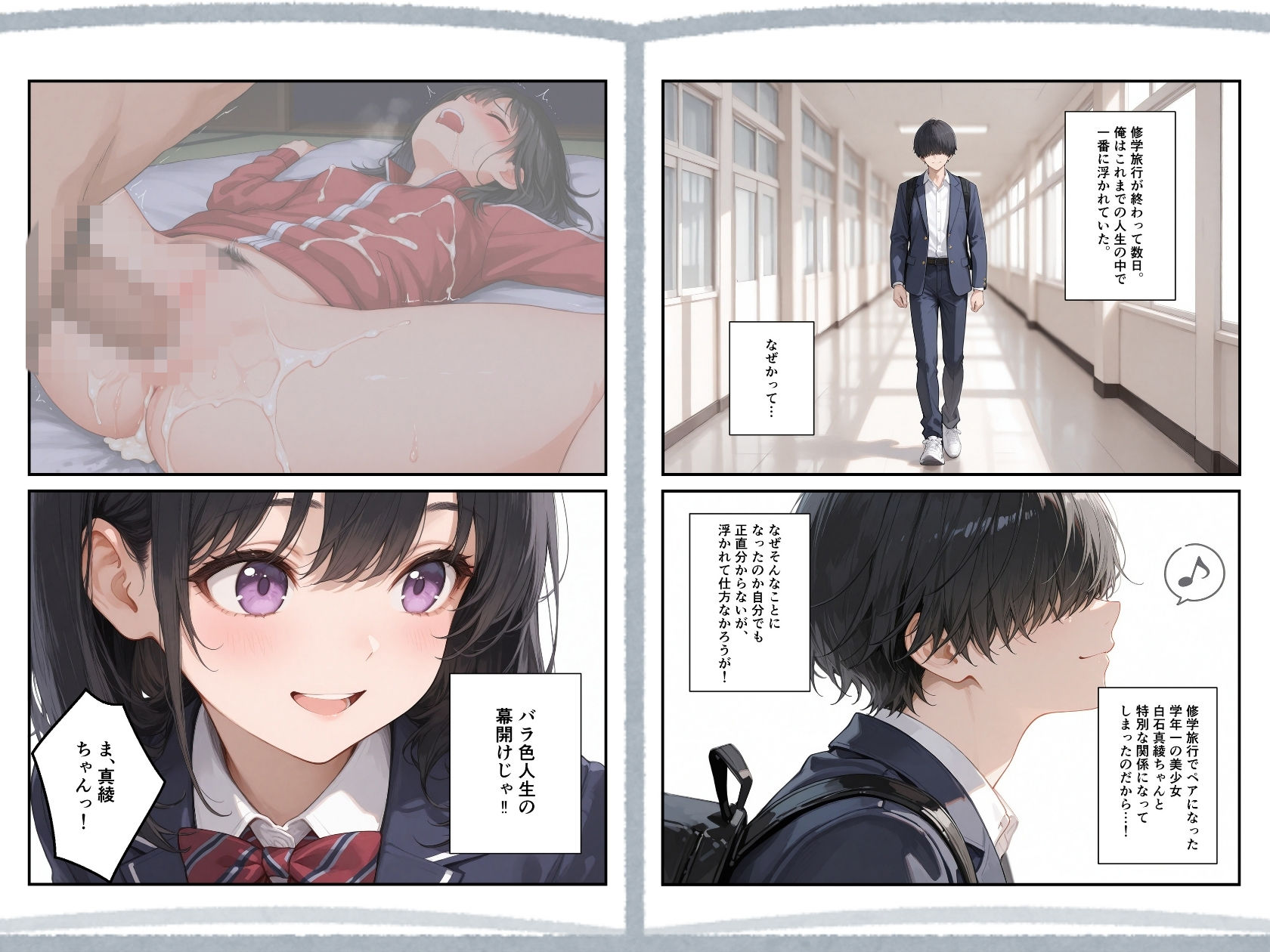 修学旅行、後。憧れの同級生との後日談。 サンプル2ページ目
