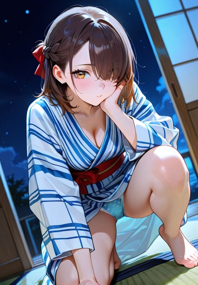 夏夜の浴衣から覗く下着 サンプル1ページ目