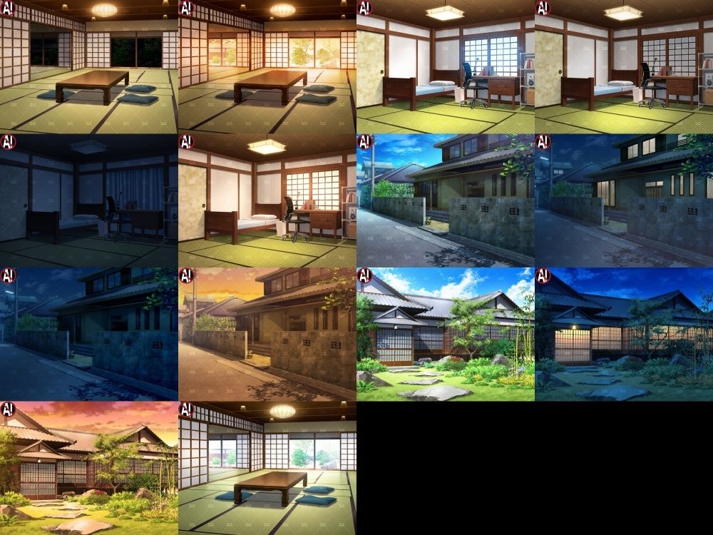 【再販素材パッケージ】みにくる背景CG素材集『お家まるごとパック』part01-和風建築- サンプル2ページ目