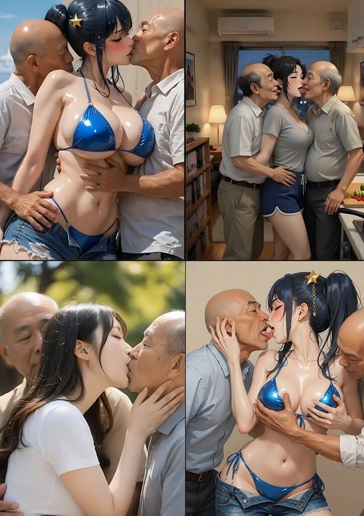 美女とおじさんのディープキス キス好き大集合♪ 3P編2 サンプル8ページ目