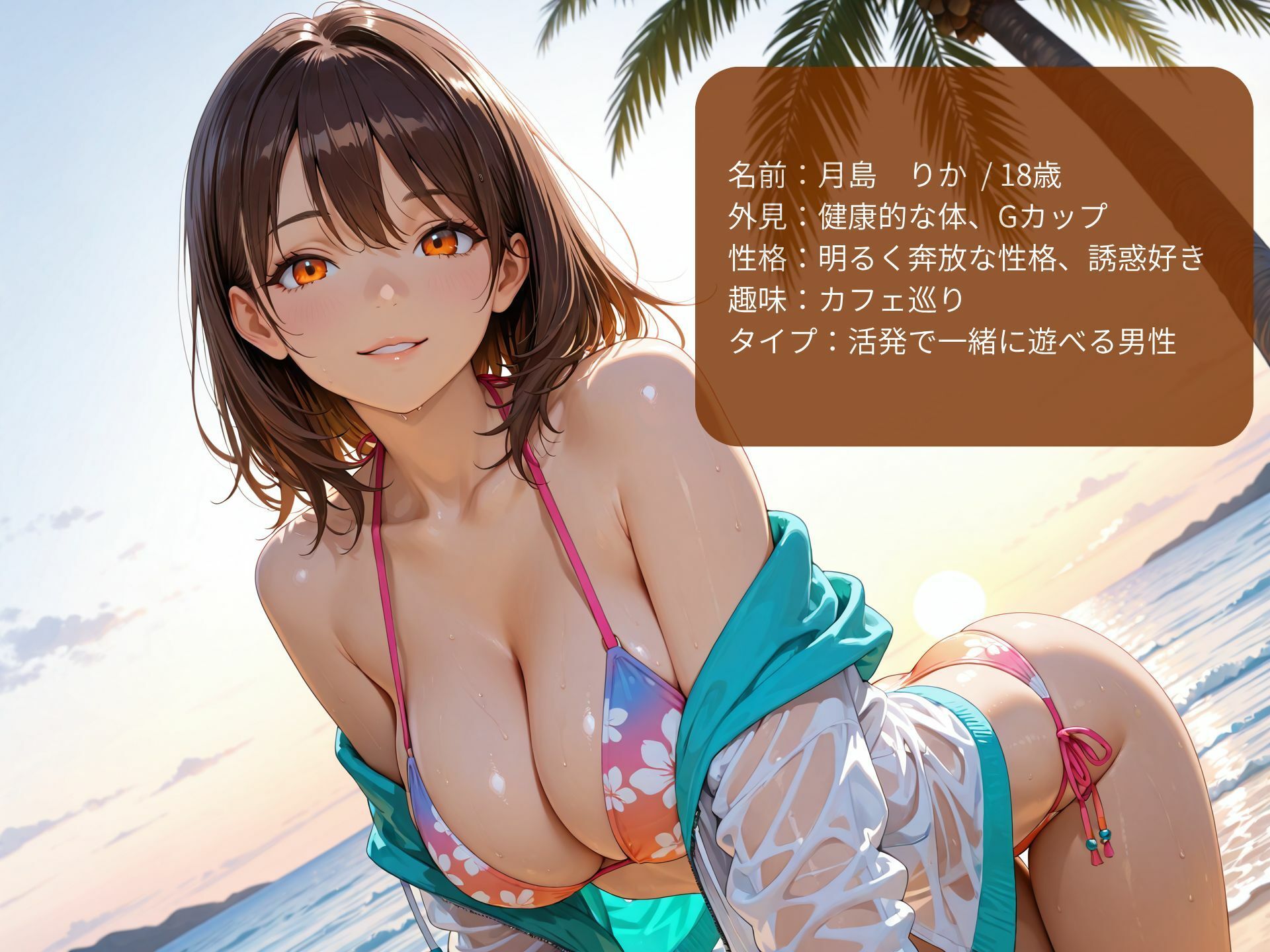 クラスで有名なヤリマン巨乳と南国ビーチで露出セックス！ サンプル1ページ目
