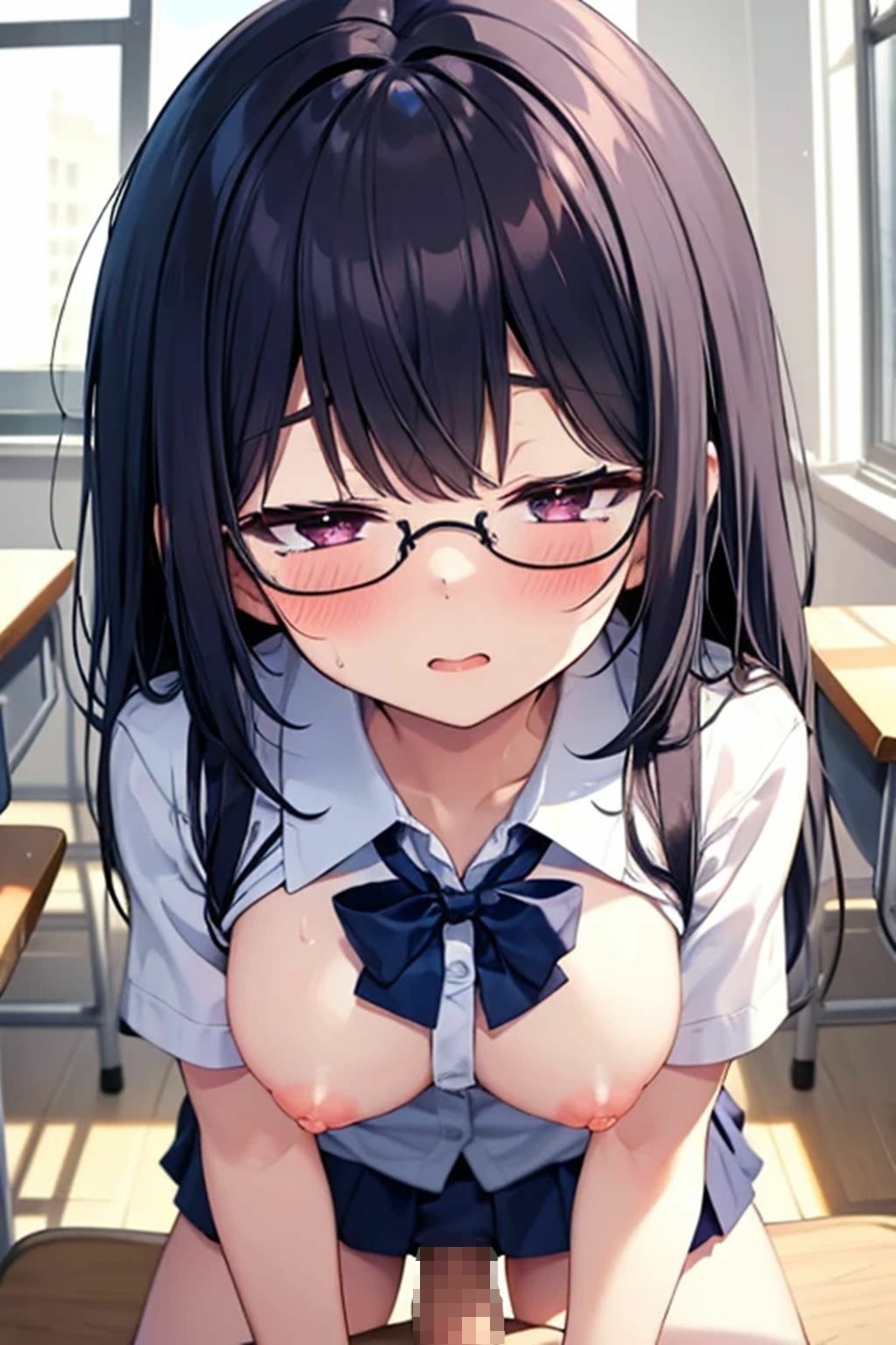 眼鏡少女と学校で サンプル2ページ目