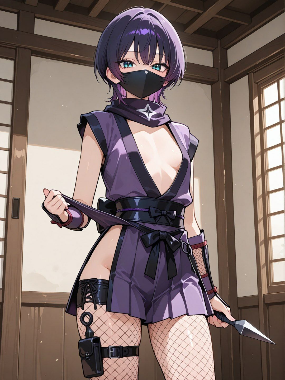 捕らわれた紫髪くノ一 〜潜入任務の果てに〜【R-18 AI CG集】 サンプル2ページ目