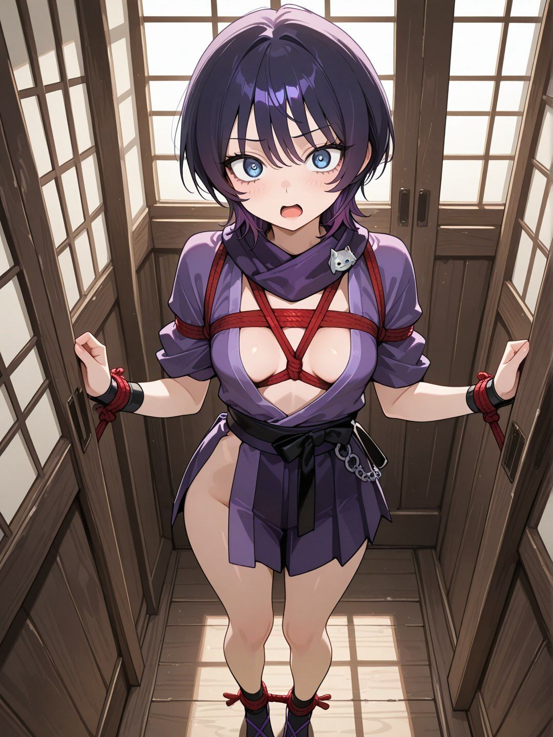 捕らわれた紫髪くノ一 〜潜入任務の果てに〜【R-18 AI CG集】 サンプル4ページ目