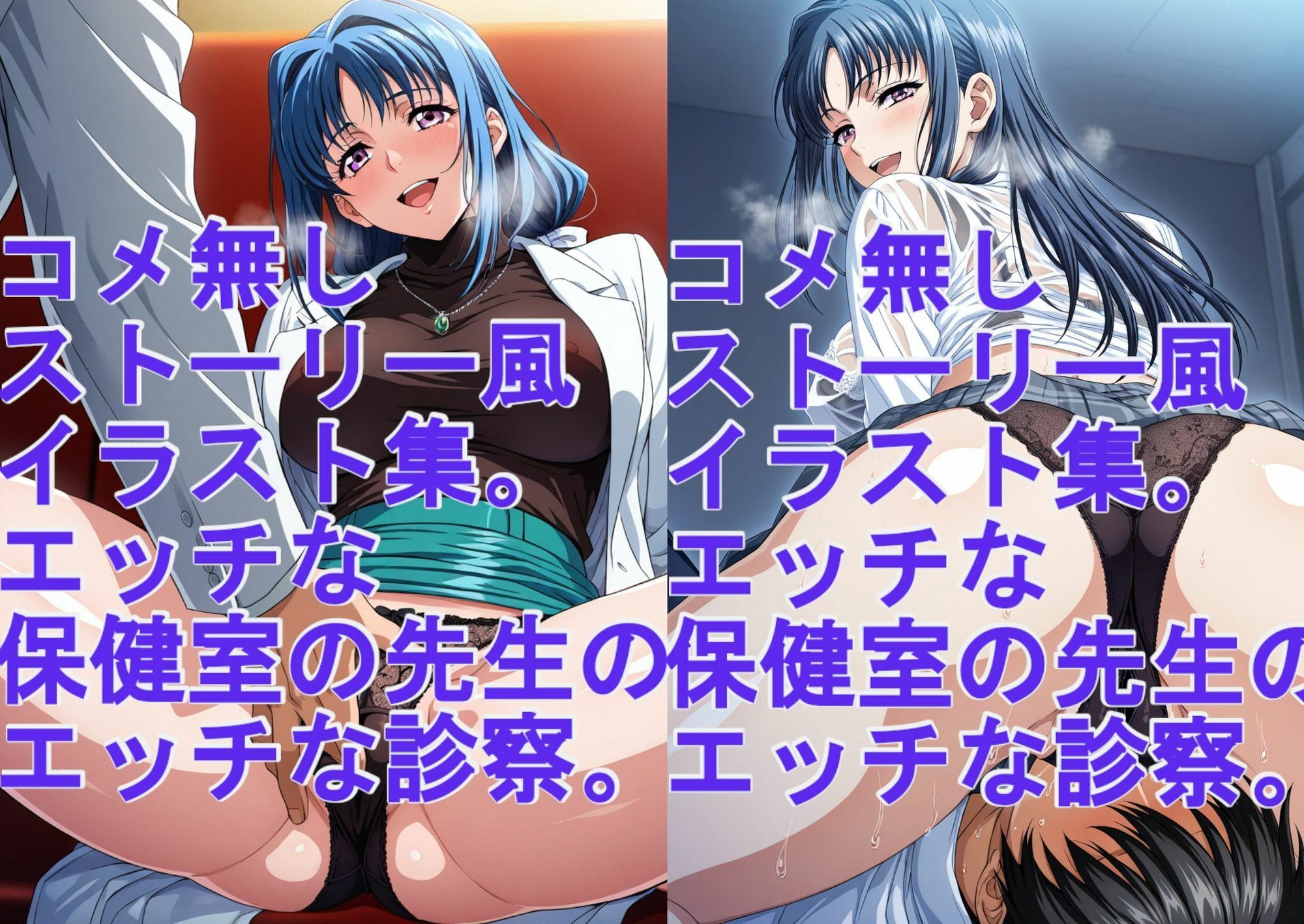 ストーリー風イラスト集。保健室の先生のエッチな診察 サンプル4ページ目