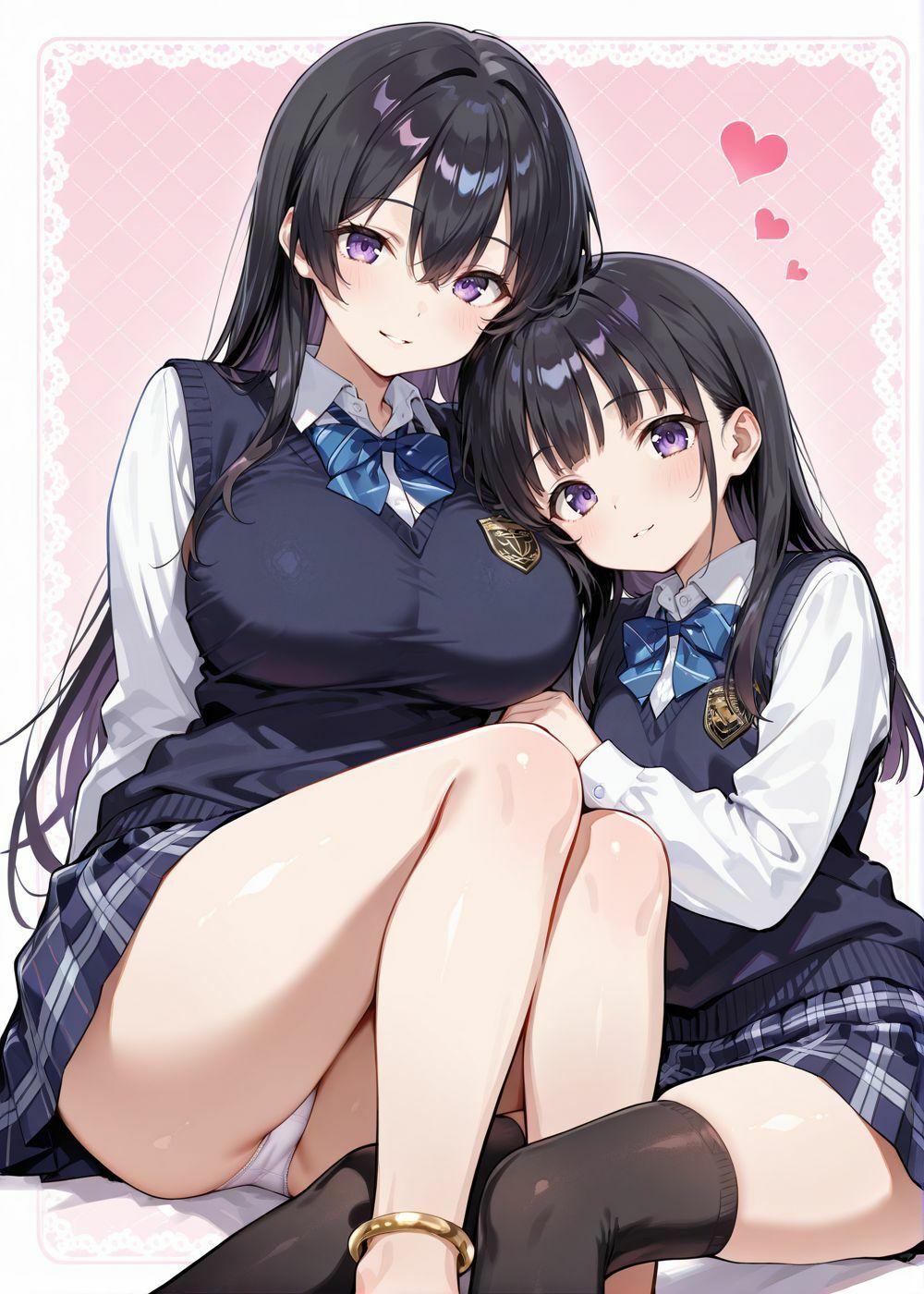 ピンクの甘い部屋で制服をはだけたJK姉妹がおじさんに犯●れ開発調教…大量白濁が乳房を伝い落ちる恍惚の表情 サンプル1ページ目