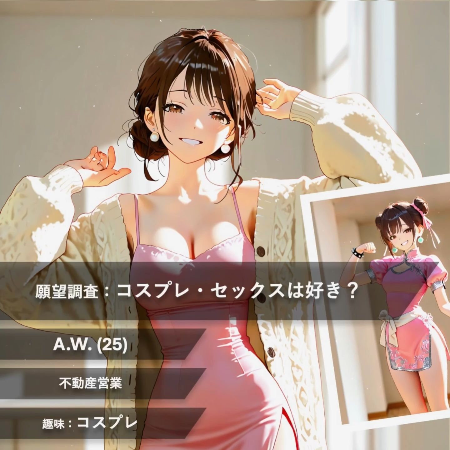 【フルボイス:約6分】快感に吹き飛んだコスプレイヤーの矜持、自ら衣装を手にハメ懇願で腰振りセックス【実験的作品:願望時間と賢者時間＃6】 サンプル1ページ目