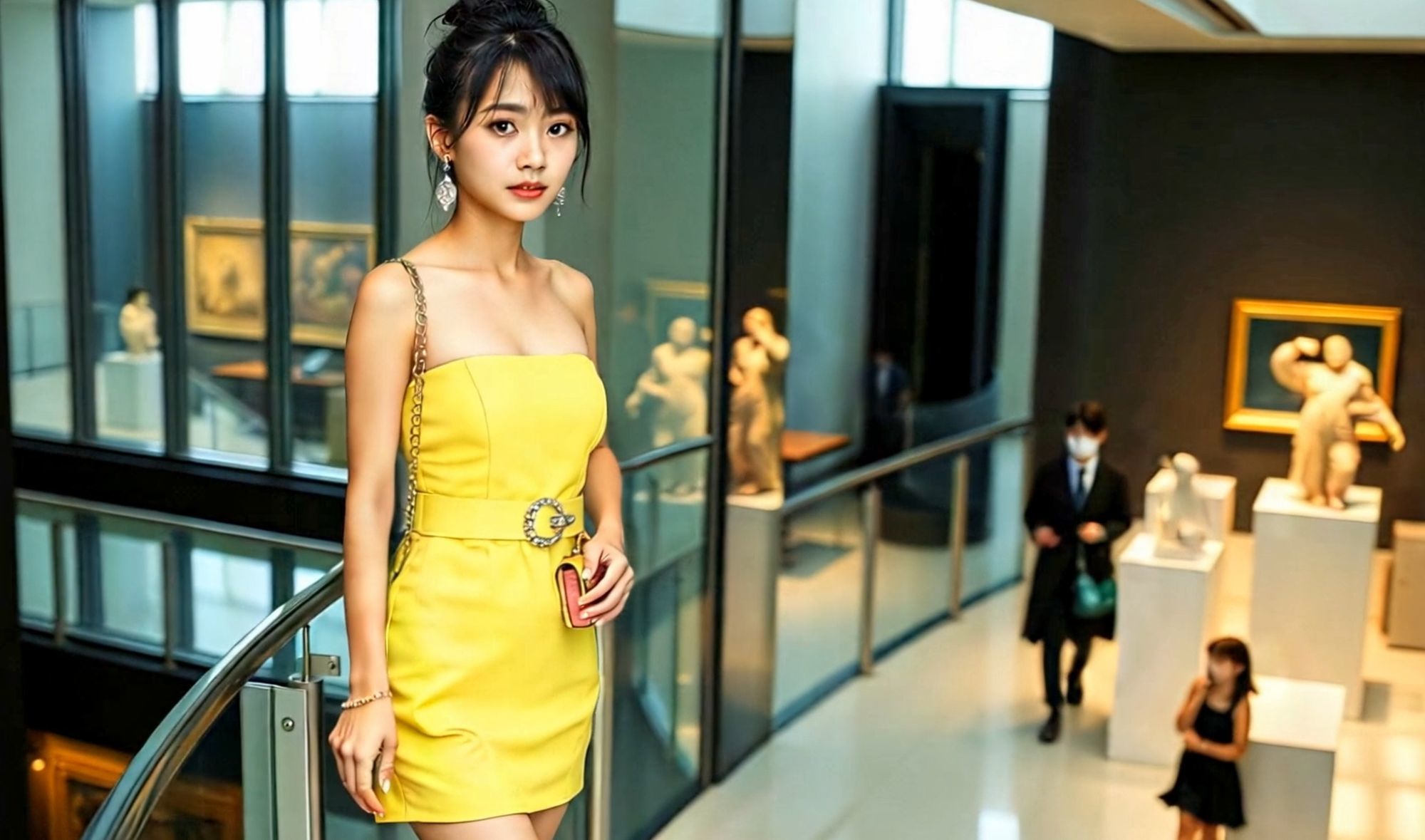 妄想26 露出狂の女・美術館でパンティ見せ AI生成動画 サンプル1ページ目