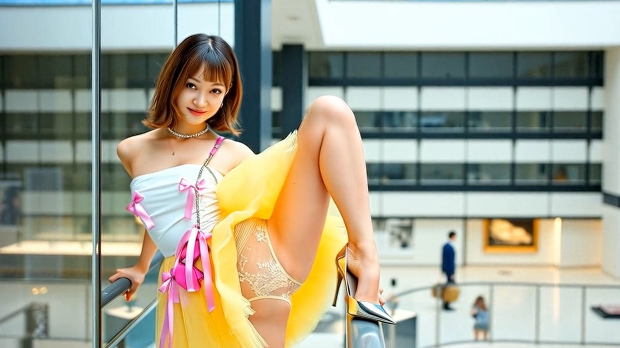 妄想26 露出狂の女・美術館でパンティ見せ AI生成動画 サンプル3ページ目