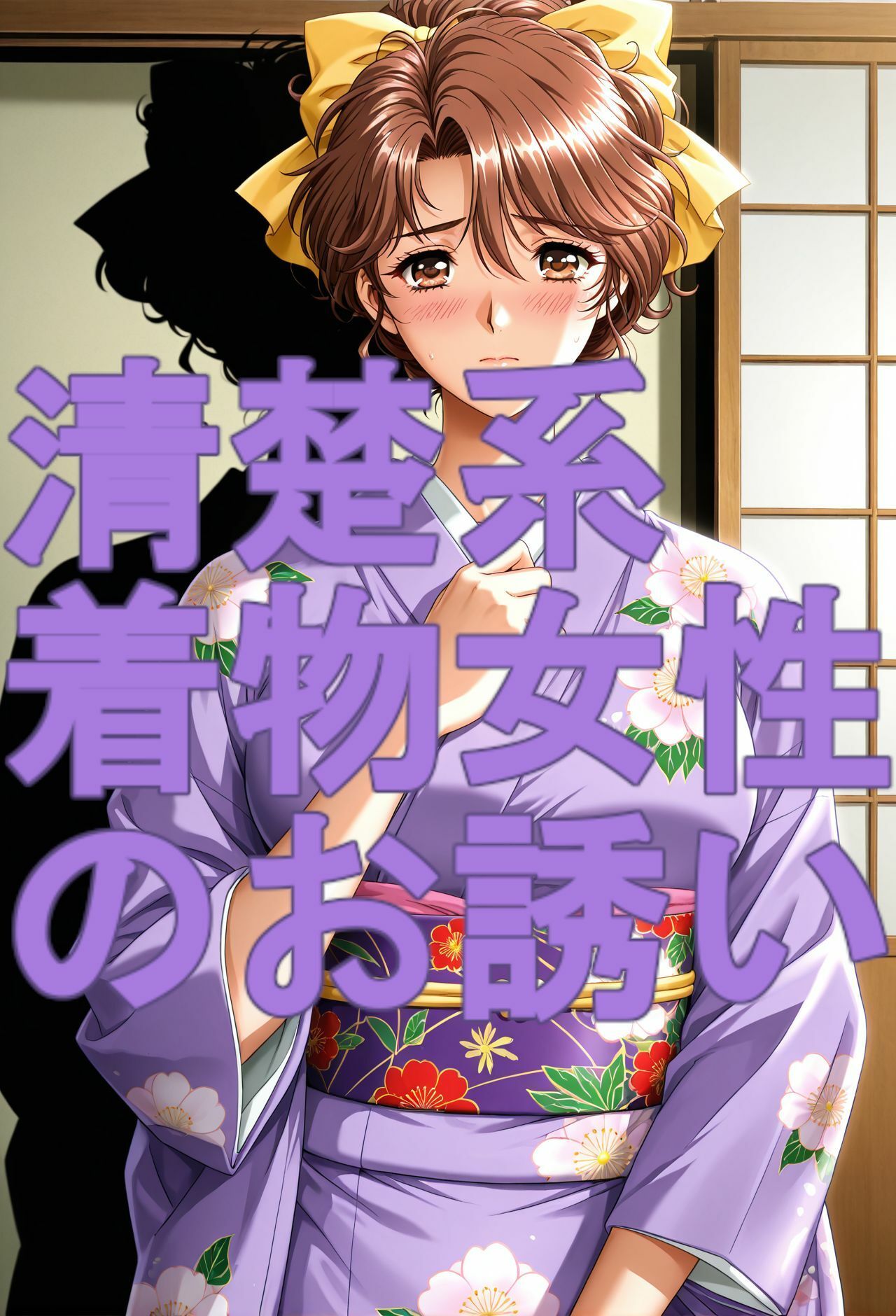 ストーリー風、イラスト集。日本語、吹き出しコメントあり。清楚系着物女性のお誘い。 サンプル9ページ目