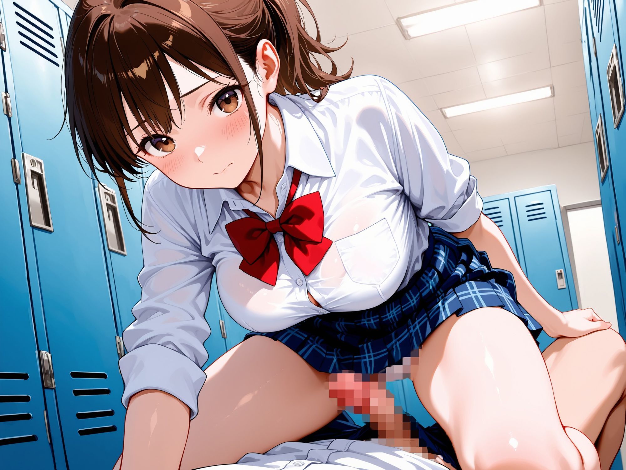【AIイラストCG集】水泳部マネージャーの秘密の放課後。怪我で手が動かせない俺のために、誰もいない部室で汗を流しながら尽くしてくれる背徳の全身奉仕 160枚 サンプル2ページ目