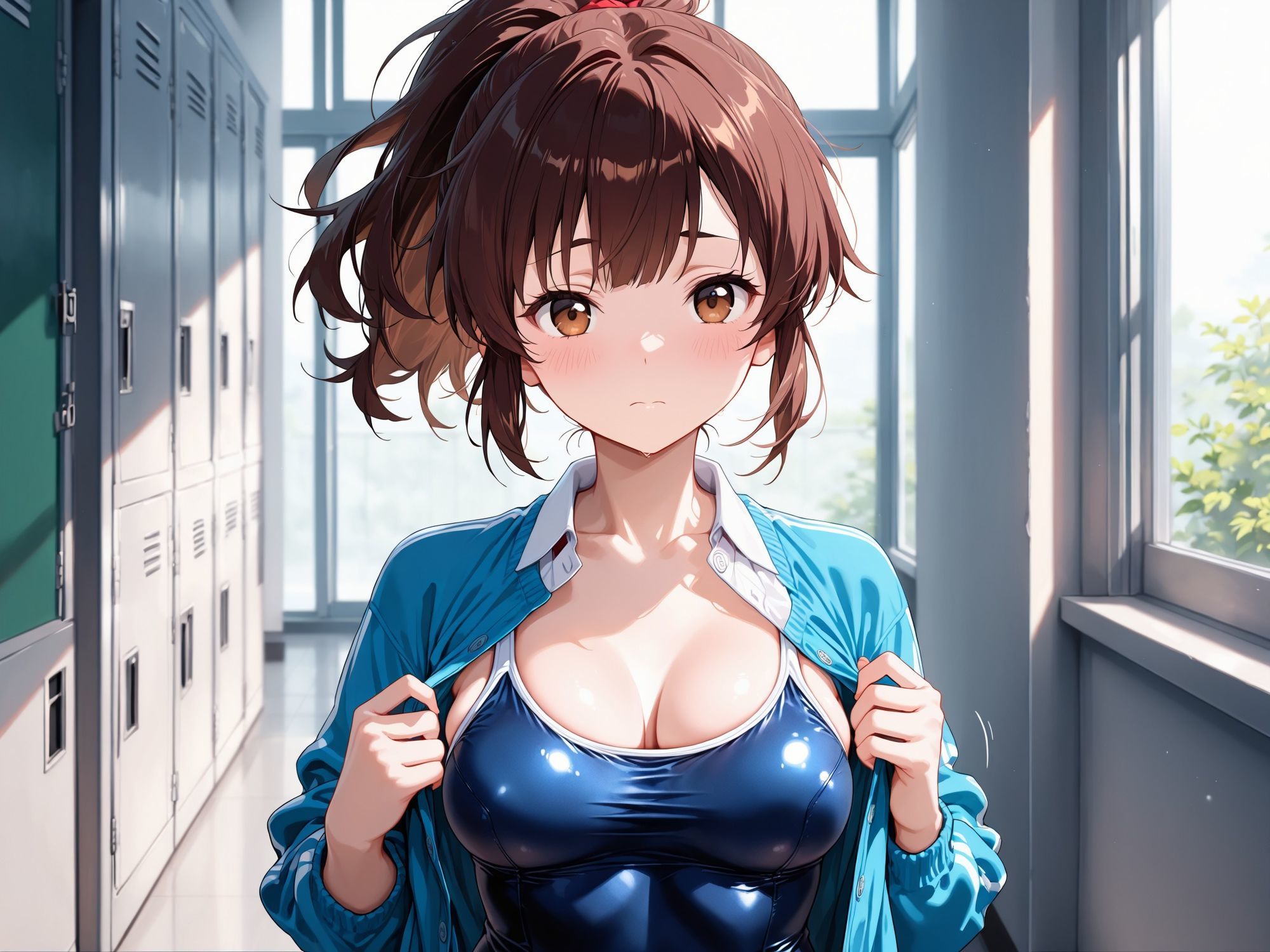【AIイラストCG集】水泳部マネージャーの秘密の放課後。怪我で手が動かせない俺のために、誰もいない部室で汗を流しながら尽くしてくれる背徳の全身奉仕 160枚 サンプル4ページ目