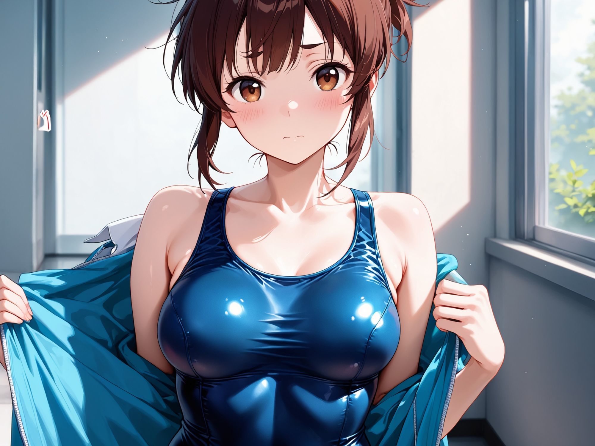 【AIイラストCG集】水泳部マネージャーの秘密の放課後。怪我で手が動かせない俺のために、誰もいない部室で汗を流しながら尽くしてくれる背徳の全身奉仕 160枚 サンプル5ページ目