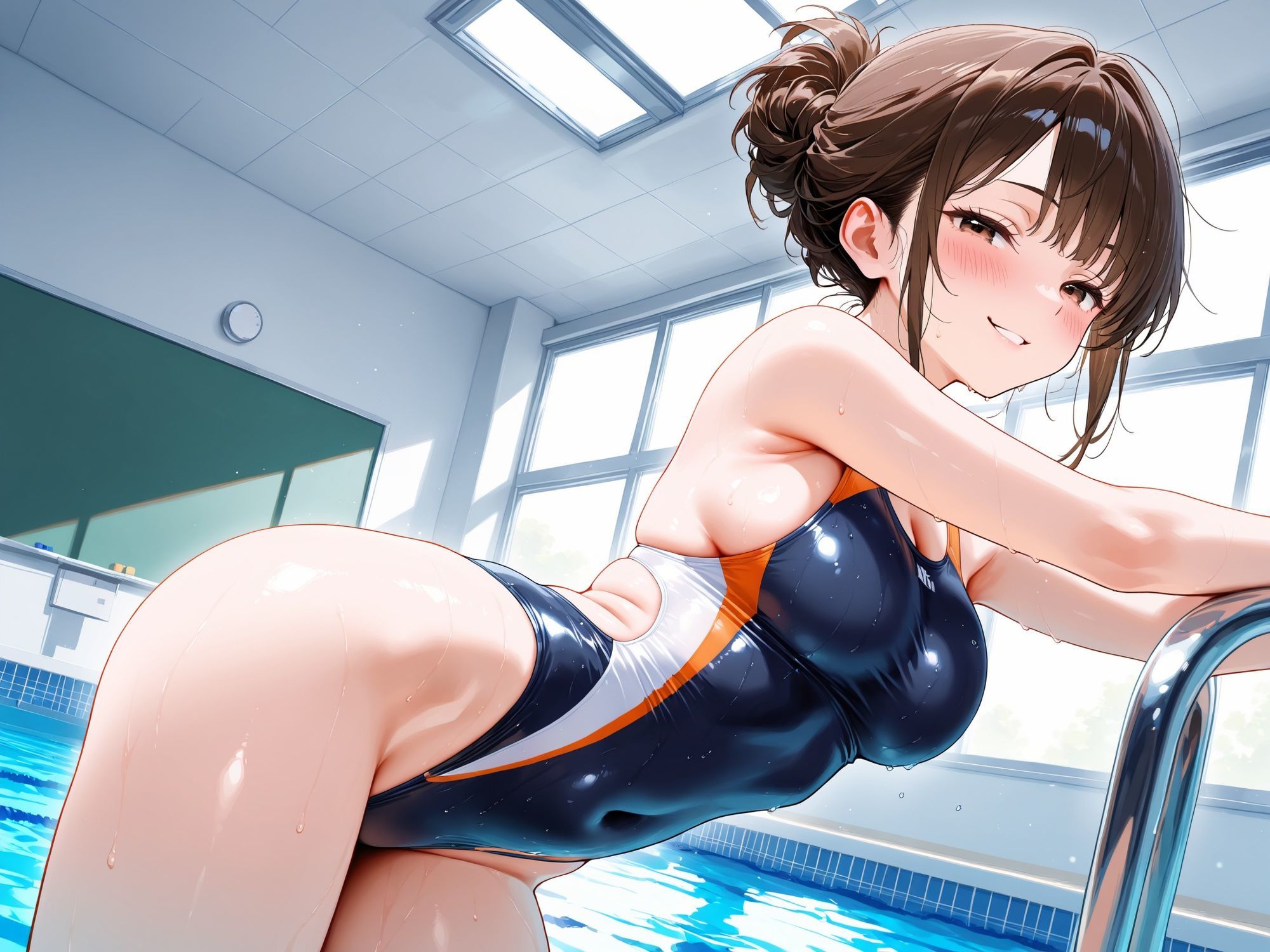 【AIイラストCG集】水泳部マネージャーの秘密の放課後。怪我で手が動かせない俺のために、誰もいない部室で汗を流しながら尽くしてくれる背徳の全身奉仕 160枚 サンプル7ページ目