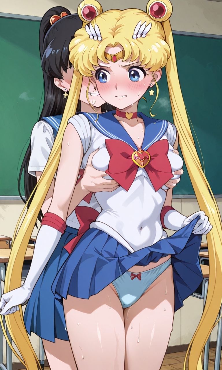 セーラー戦士が悪の美少女戦士にふたなり乱暴される（おまけCG付き） サンプル2ページ目