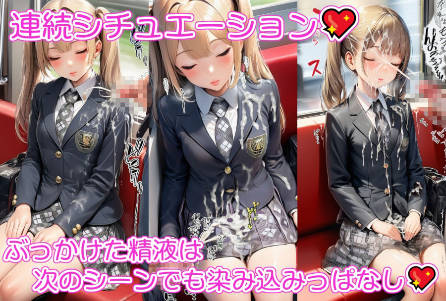 【完全着衣】すやすやJK 制服ぶっかけ・顔面射精 サンプル2ページ目
