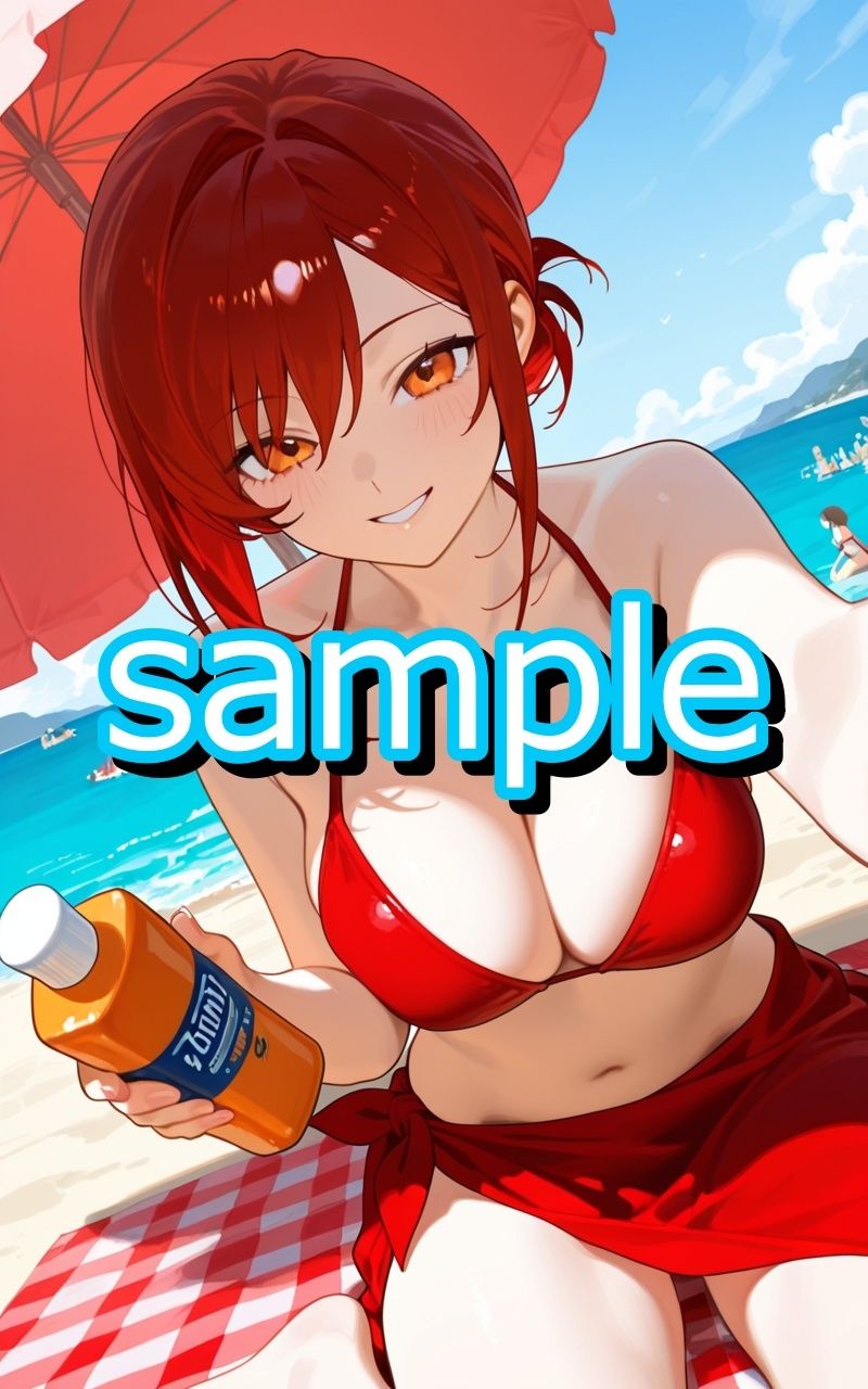幼なじみお姉さんに日焼け止め塗ってたら勃起バレして岩陰でSEXするイラスト集 サンプル2ページ目