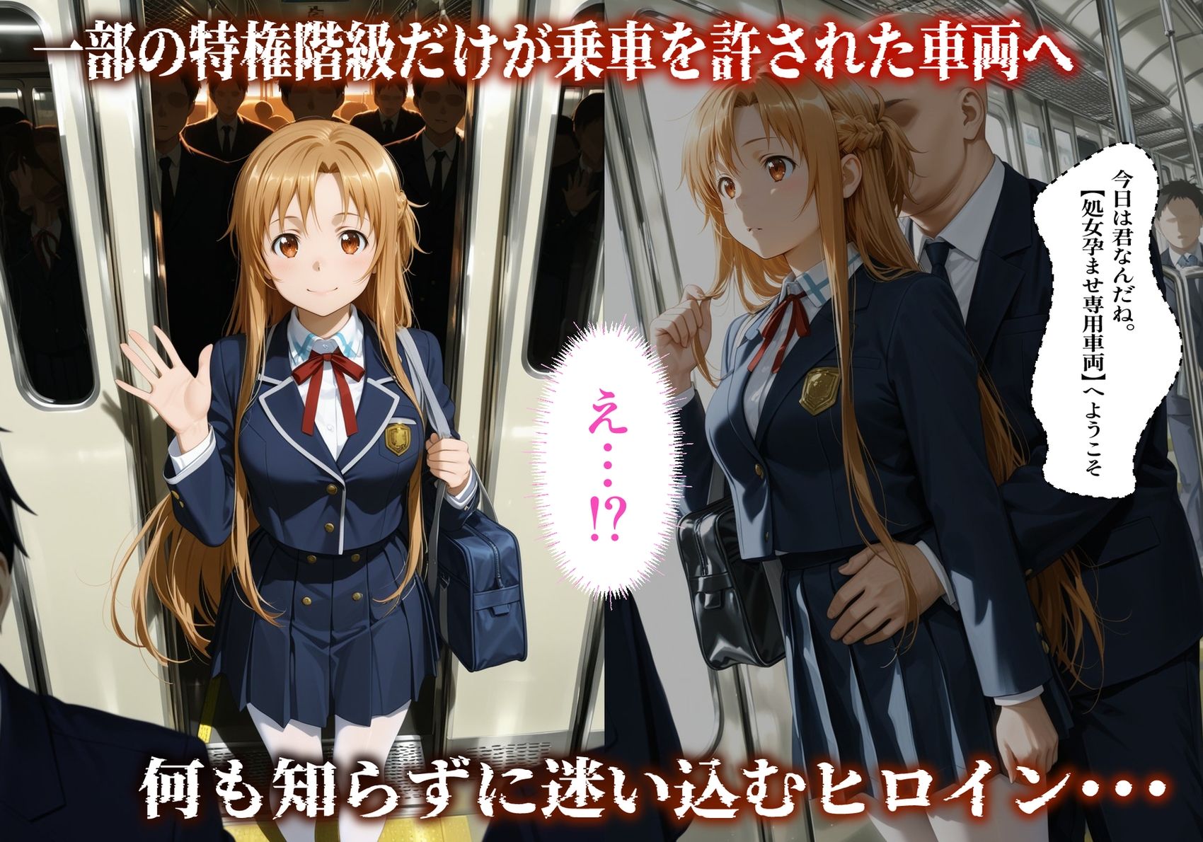 【処女孕ませ専用車両】連続中出しで肉便器化したヒロイン  -結〇明日奈- サンプル3ページ目