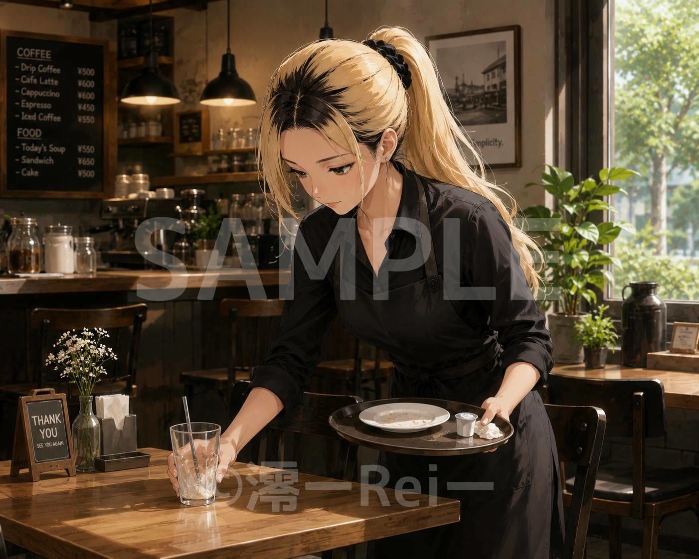 カフェの女性たち サンプル2ページ目