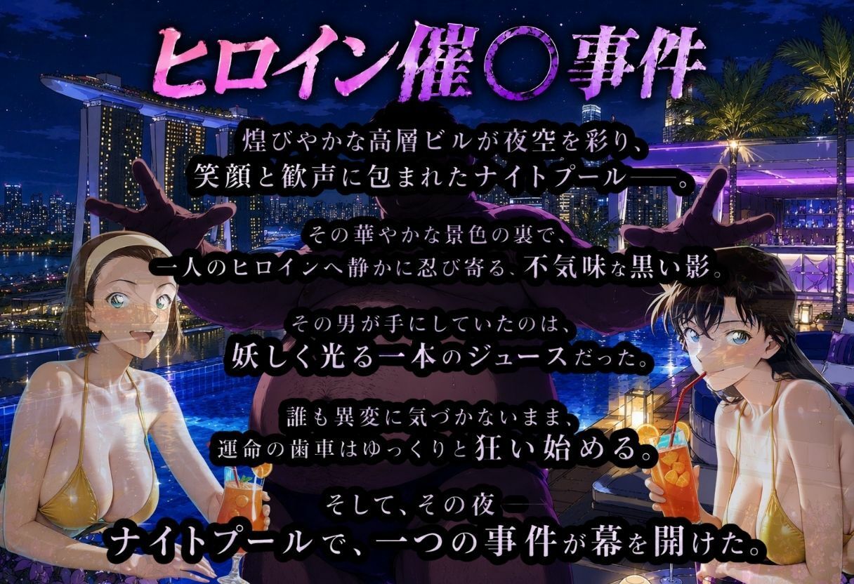 ナイトプールで堕ちた夏 〜黄ビキニの巨乳美女が太った男の催？？媚？？で連続中出しされるまで〜 サンプル1ページ目