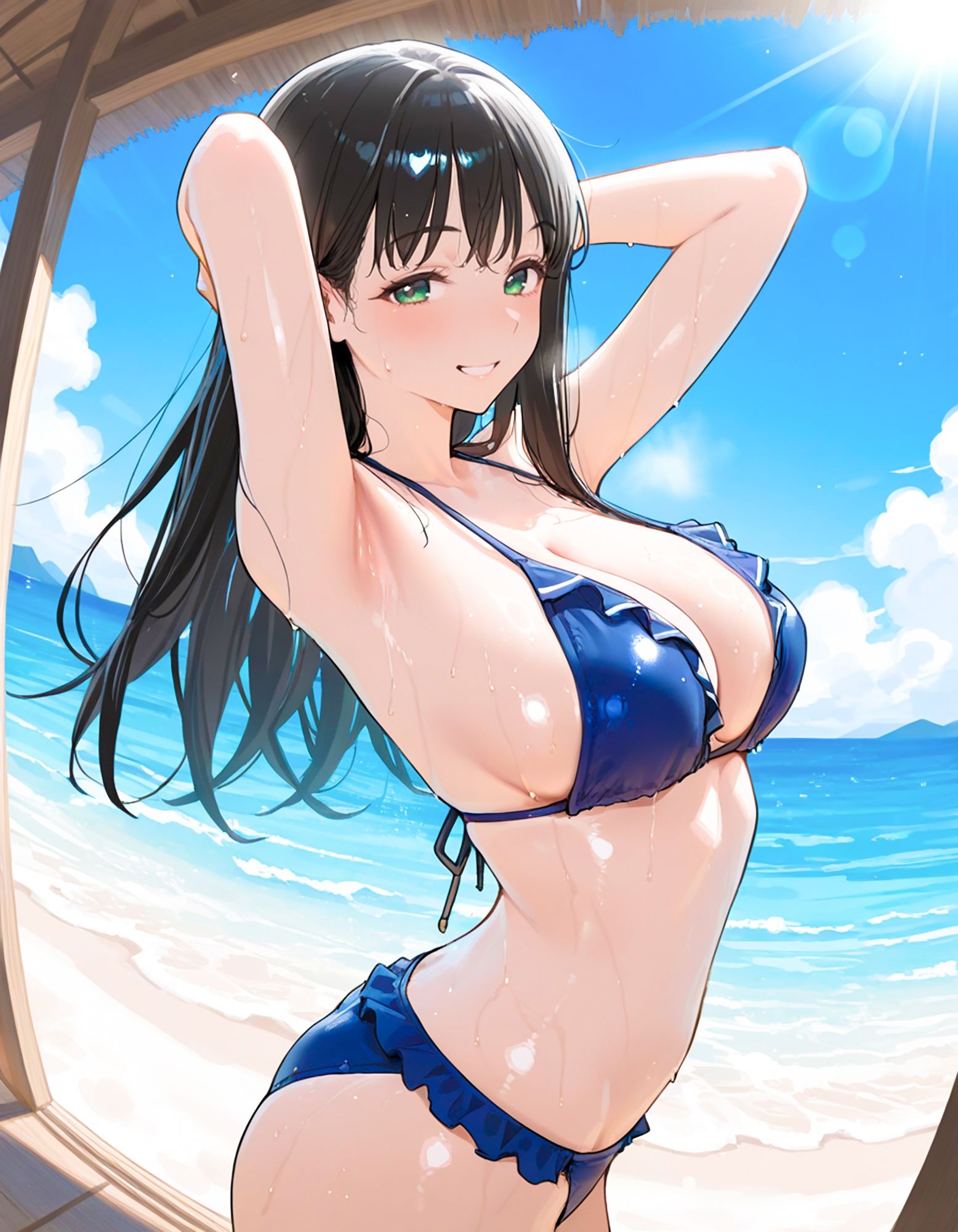 優等生JK快楽堕ち！ビキニ姿の黒髪美少女生徒会長をアヘイキするまでわからせたったww2【真夏のビーチ×ナイトプール編】 サンプル1ページ目