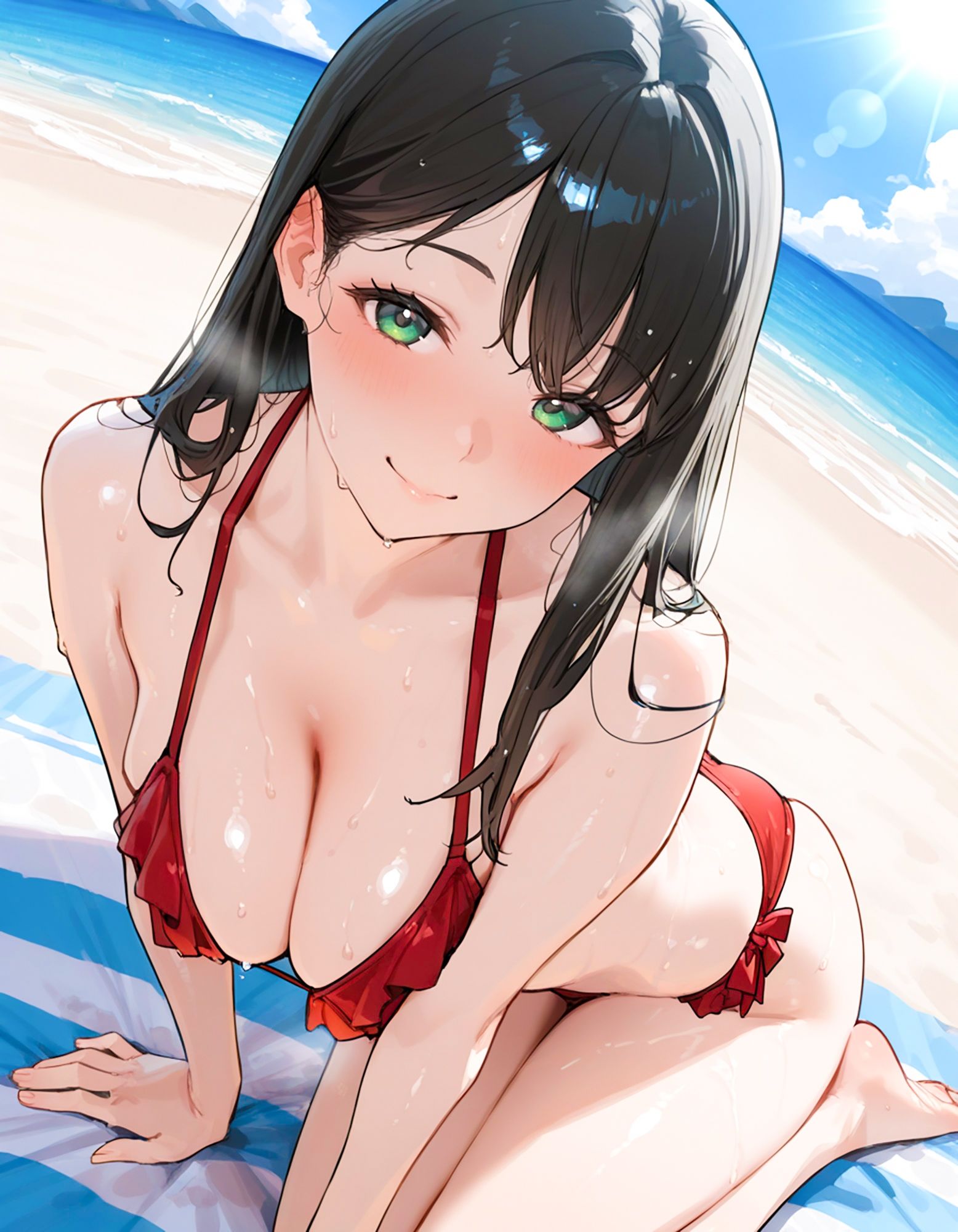 優等生JK快楽堕ち！ビキニ姿の黒髪美少女生徒会長をアヘイキするまでわからせたったww2【真夏のビーチ×ナイトプール編】 サンプル2ページ目