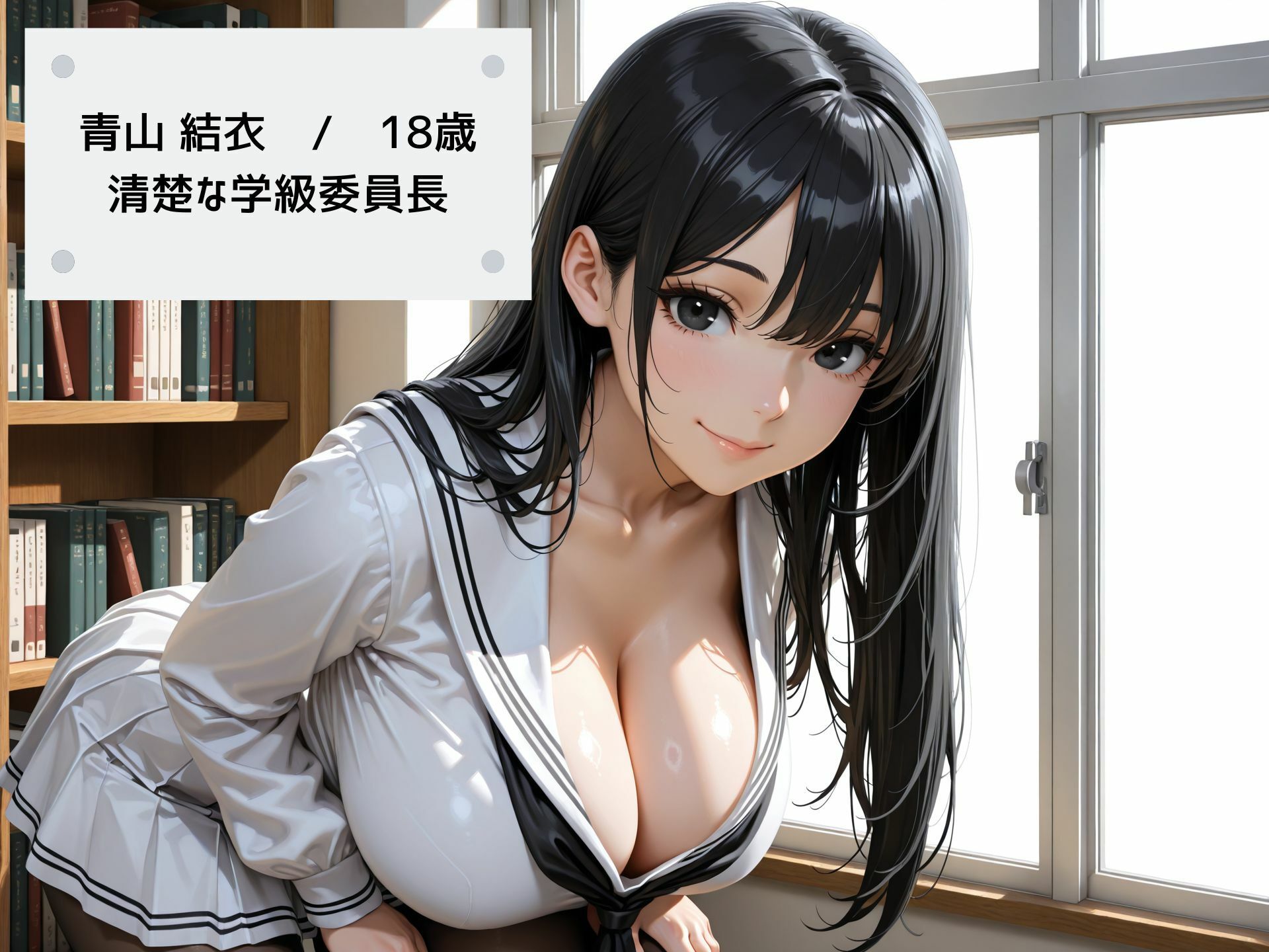 【4K高画質】清楚な巨乳JKの弱みを握り教室で秘密のセックス！ 制服はだけて乱れまくり！ サンプル1ページ目