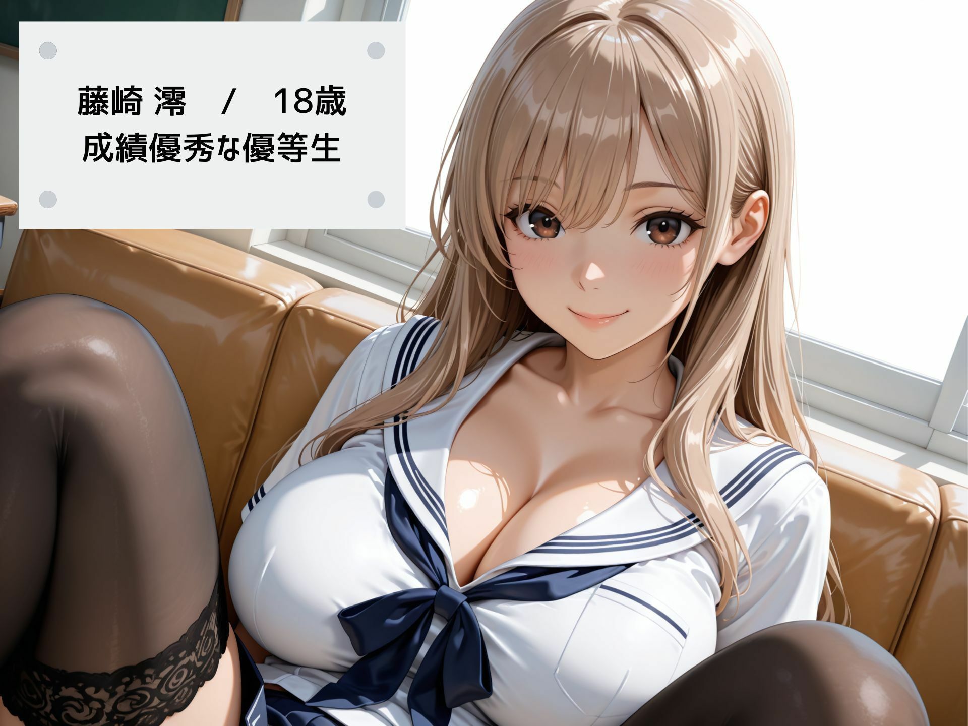 【4K高画質】清楚な巨乳JKの弱みを握り教室で秘密のセックス！ 制服はだけて乱れまくり！ サンプル6ページ目