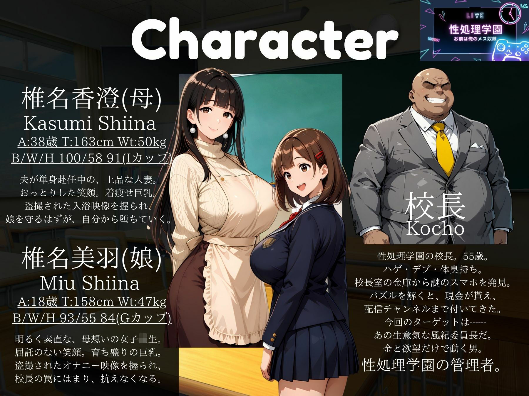 性処理学園【母娘編】巨乳母娘がNTRで親子丼に堕とされ種付け中出しされる話 サンプル1ページ目