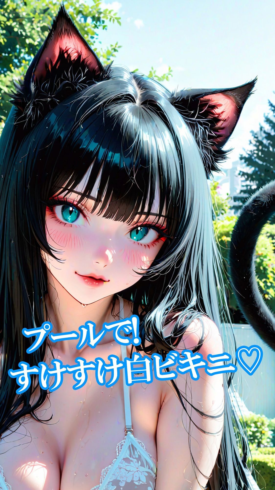 猫耳ちゃんのプールでスケスケ白ビキニ（ボテ腹・触手・乳首責め・産卵）静止画100枚＋gifループ動画5本 サンプル1ページ目