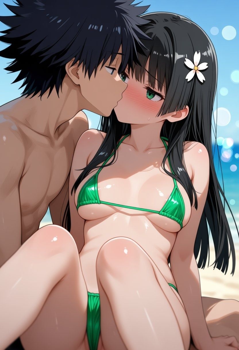 佐◯涙子、食◯操祈が際どい水着でビーチでセックスする【CG206枚】 サンプル2ページ目