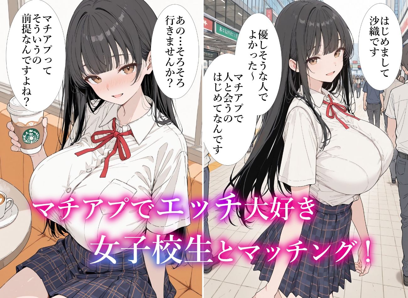 マチアプで出会った女子校生がセックス前提だったから中出ししまくった話 サンプル1ページ目