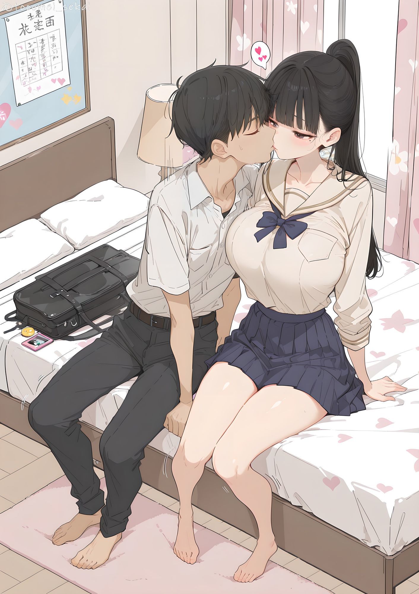 清楚系なのにKカップおっぱいの爆乳JKのイラスト集 サンプル4ページ目