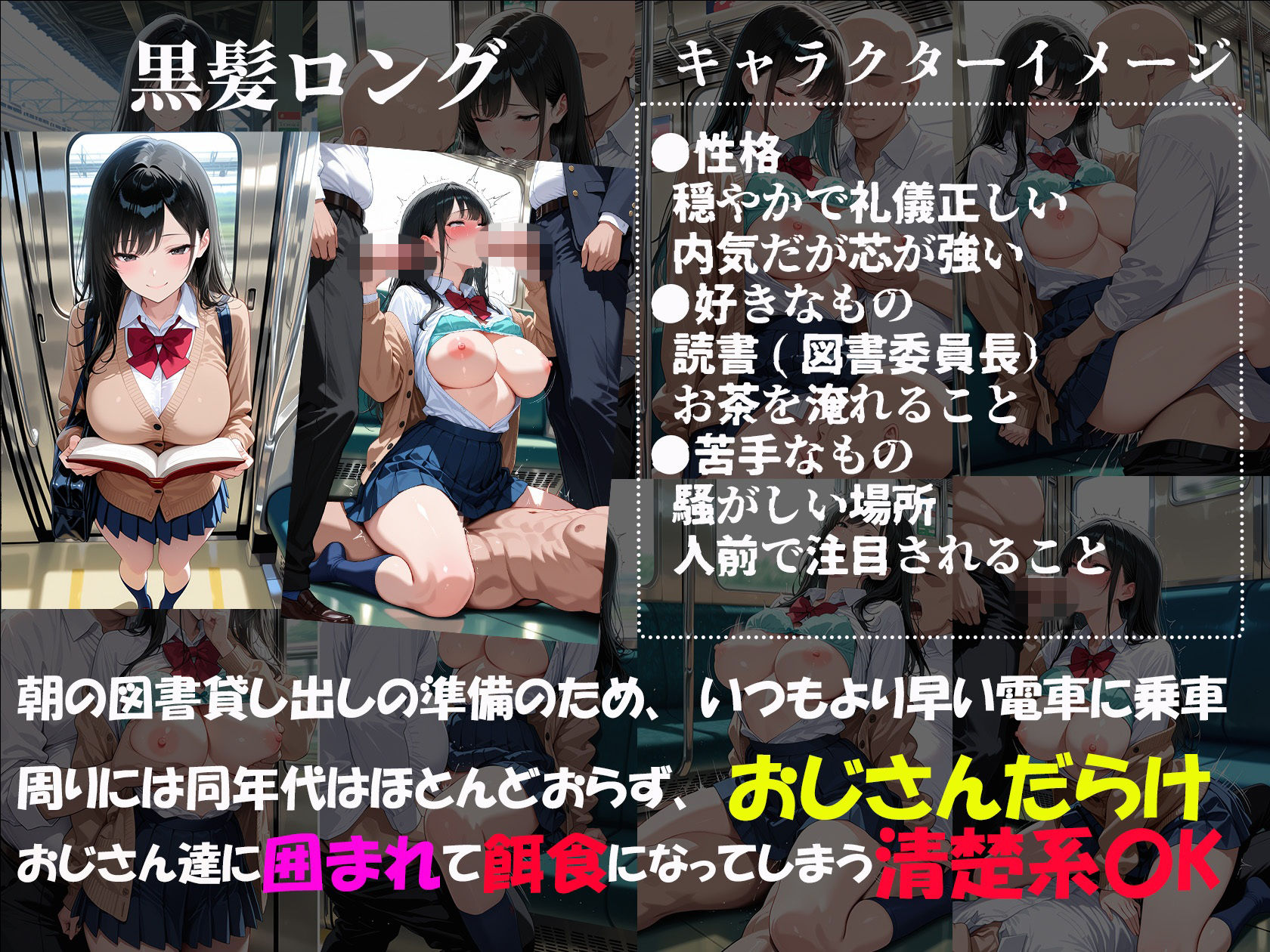 痴●電車で毎日中出しされ続ける黒髪JKの記録 サンプル2ページ目