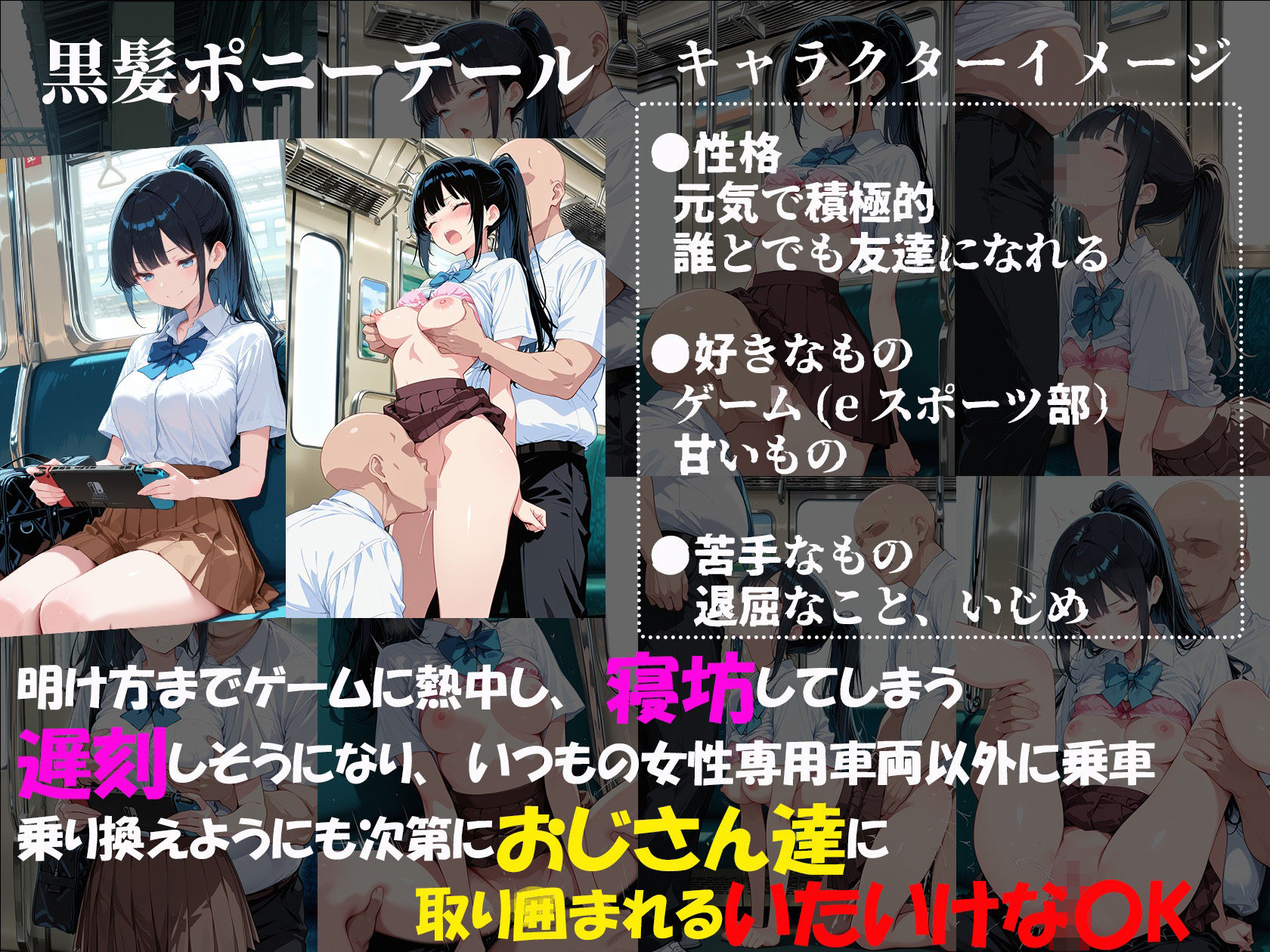 痴●電車で毎日中出しされ続ける黒髪JKの記録 サンプル3ページ目