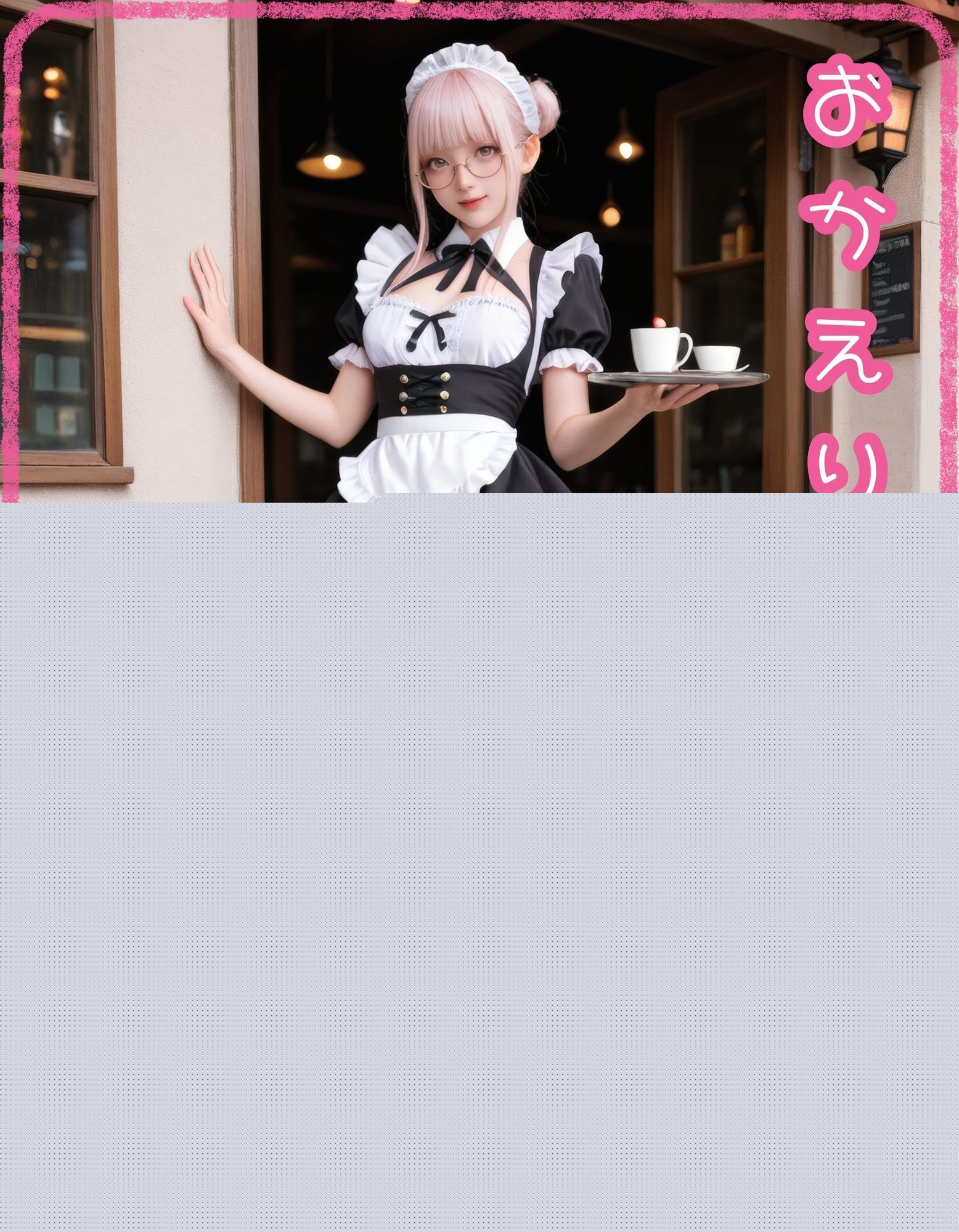 【眼鏡】黒スト×メイドのご奉仕（はーと）カフェ【ピンク髪】 サンプル1ページ目
