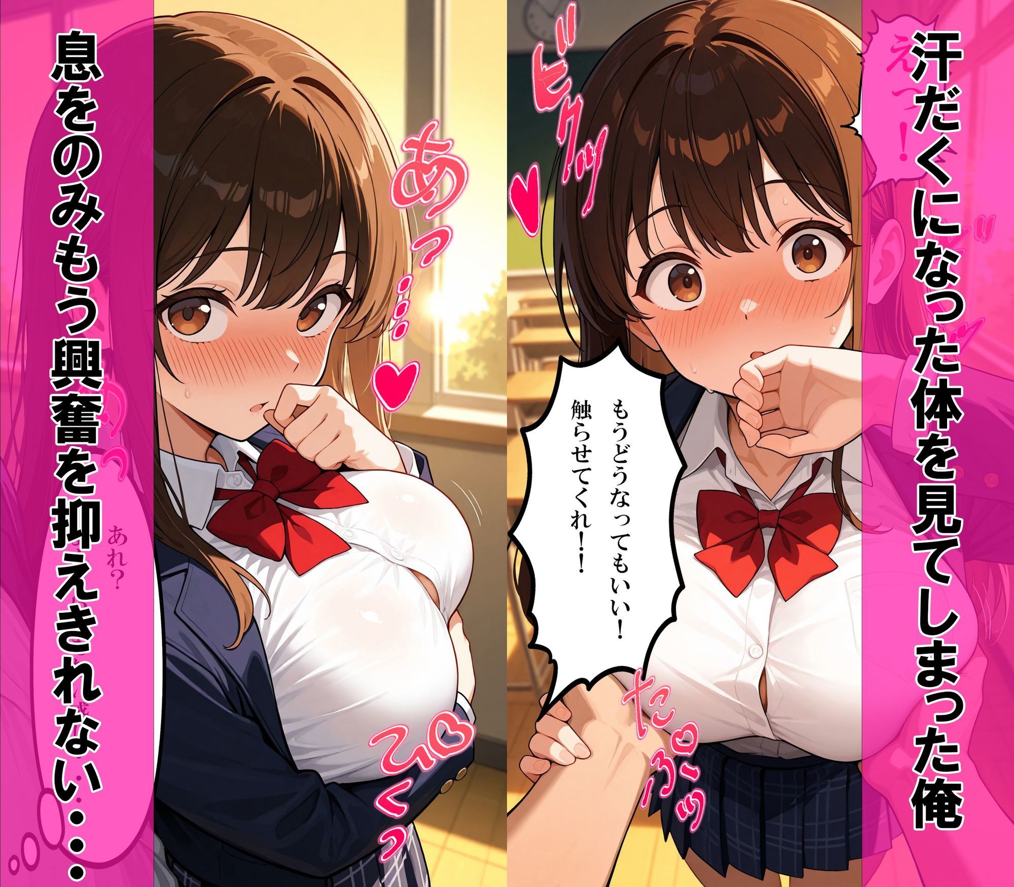 【セリフ付き】巨乳女子校生が激イキ汗だく生ハメ〜我慢できずに発情メス堕ち〜 サンプル2ページ目