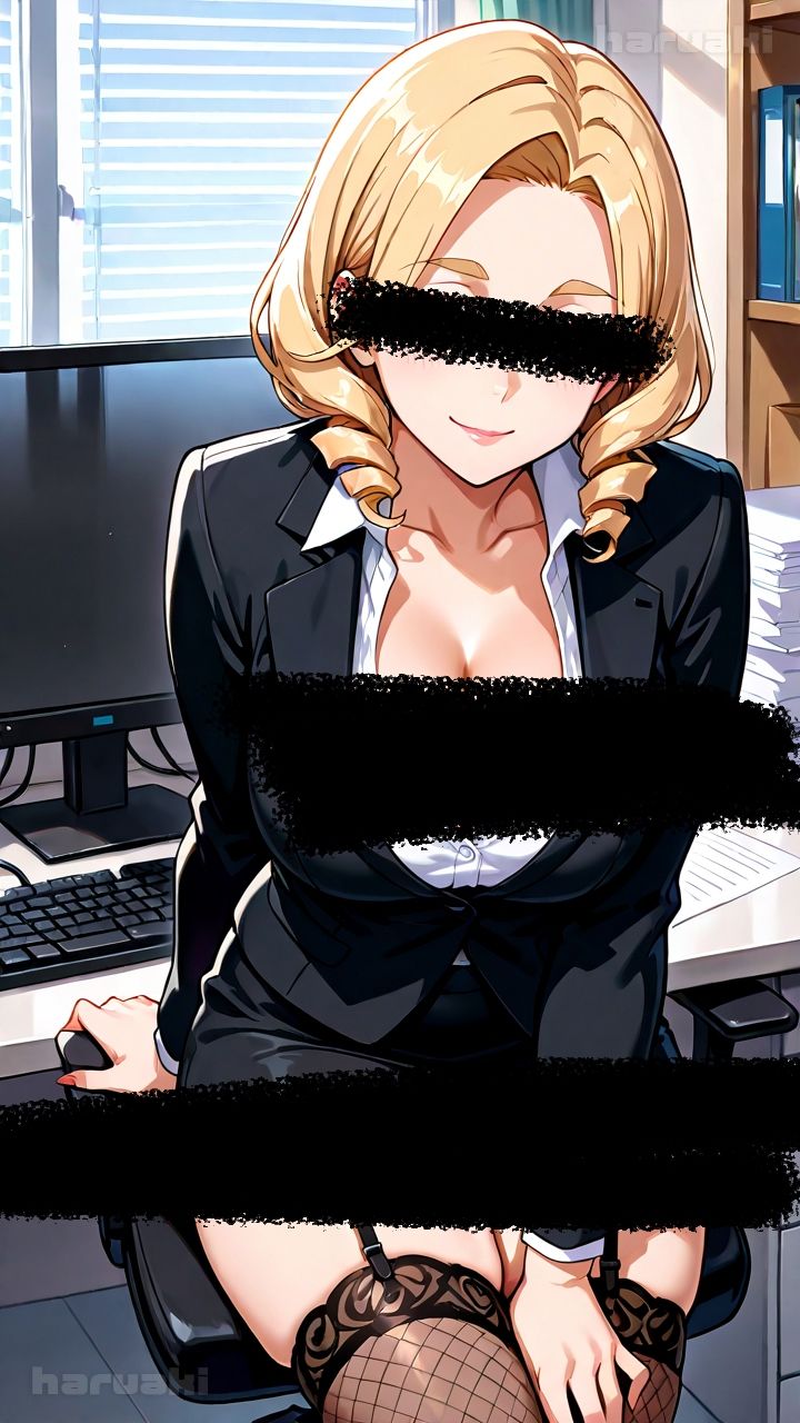 【AIアニメ巨乳美女写真集】Vol.17おっぱい性奉仕が大事なお仕事の金髪秘書森永さん サンプル1ページ目