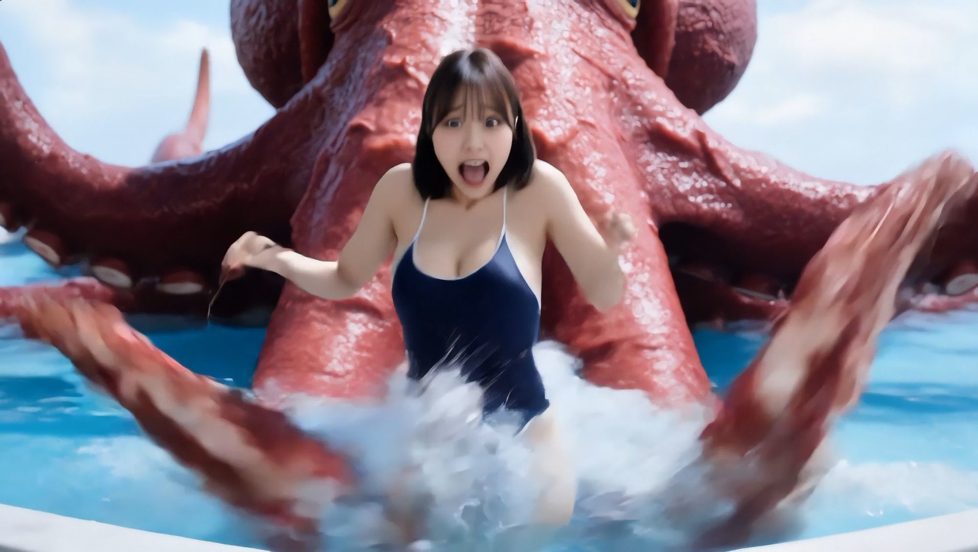 巨大触手 VS 巨乳グラドル サンプル1ページ目