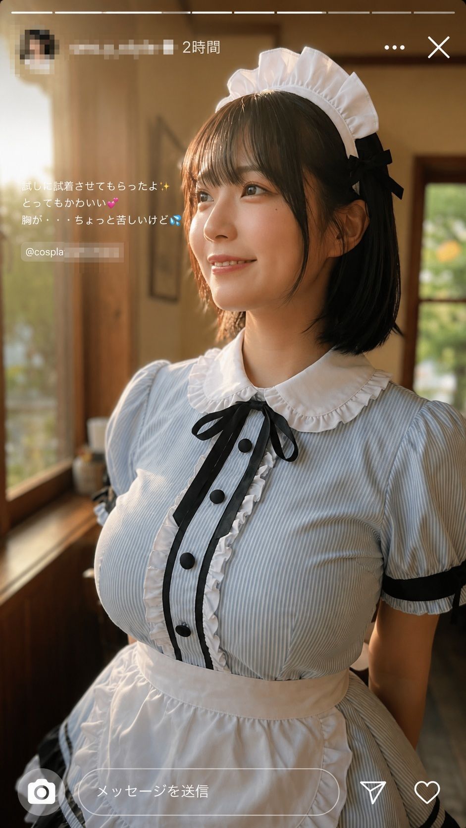 【AI生成】IMAGE VIDEO ＆ AI写真集 Vol.5 小野結愛 コスプレ喫茶Ohanaアルバイト/大学生（20） 「古びた喫茶店の、女神がおもてなし」 サンプル4ページ目