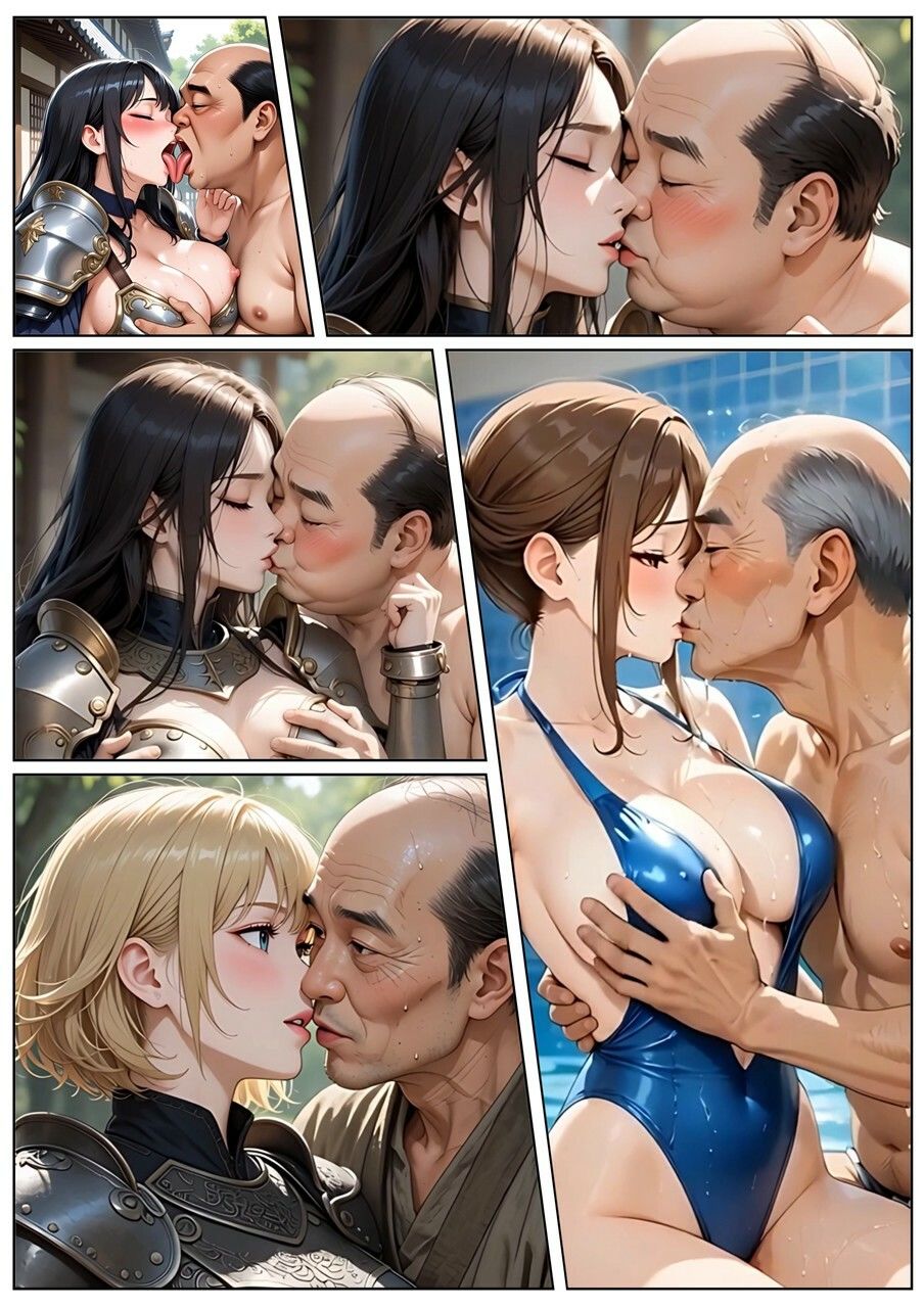 美女とおじさんのディープキス キス好き大集合♪アニメ画編 サンプル9ページ目