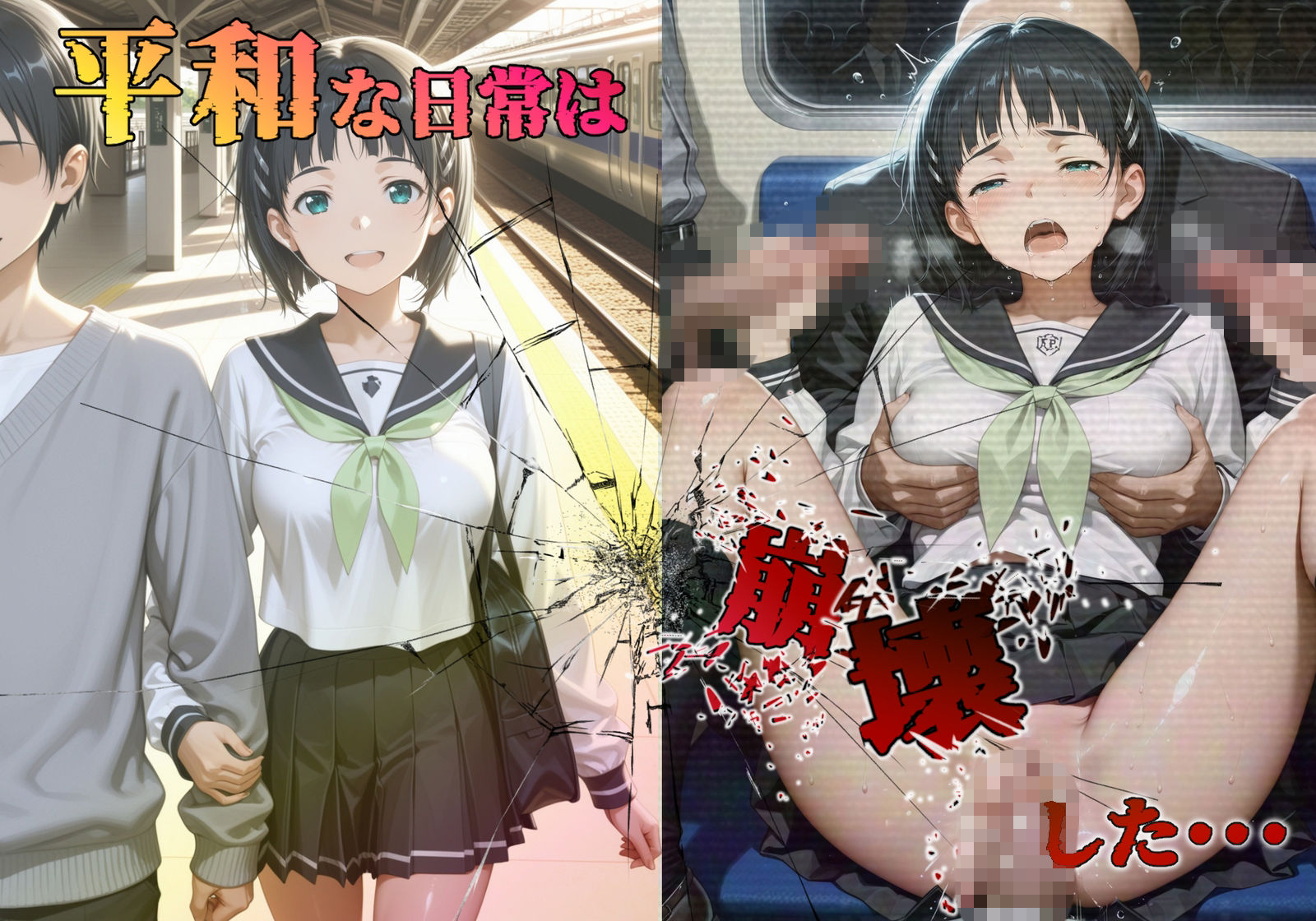 【処女孕ませ専用車両】連続中出しで肉便器化したヒロイン  -桐〇谷直葉- サンプル2ページ目