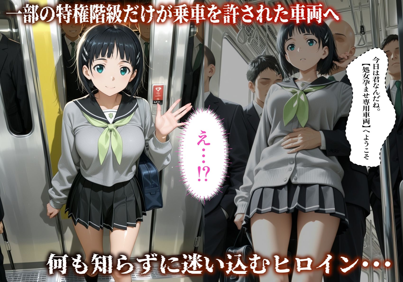 【処女孕ませ専用車両】連続中出しで肉便器化したヒロイン  -桐〇谷直葉- サンプル3ページ目